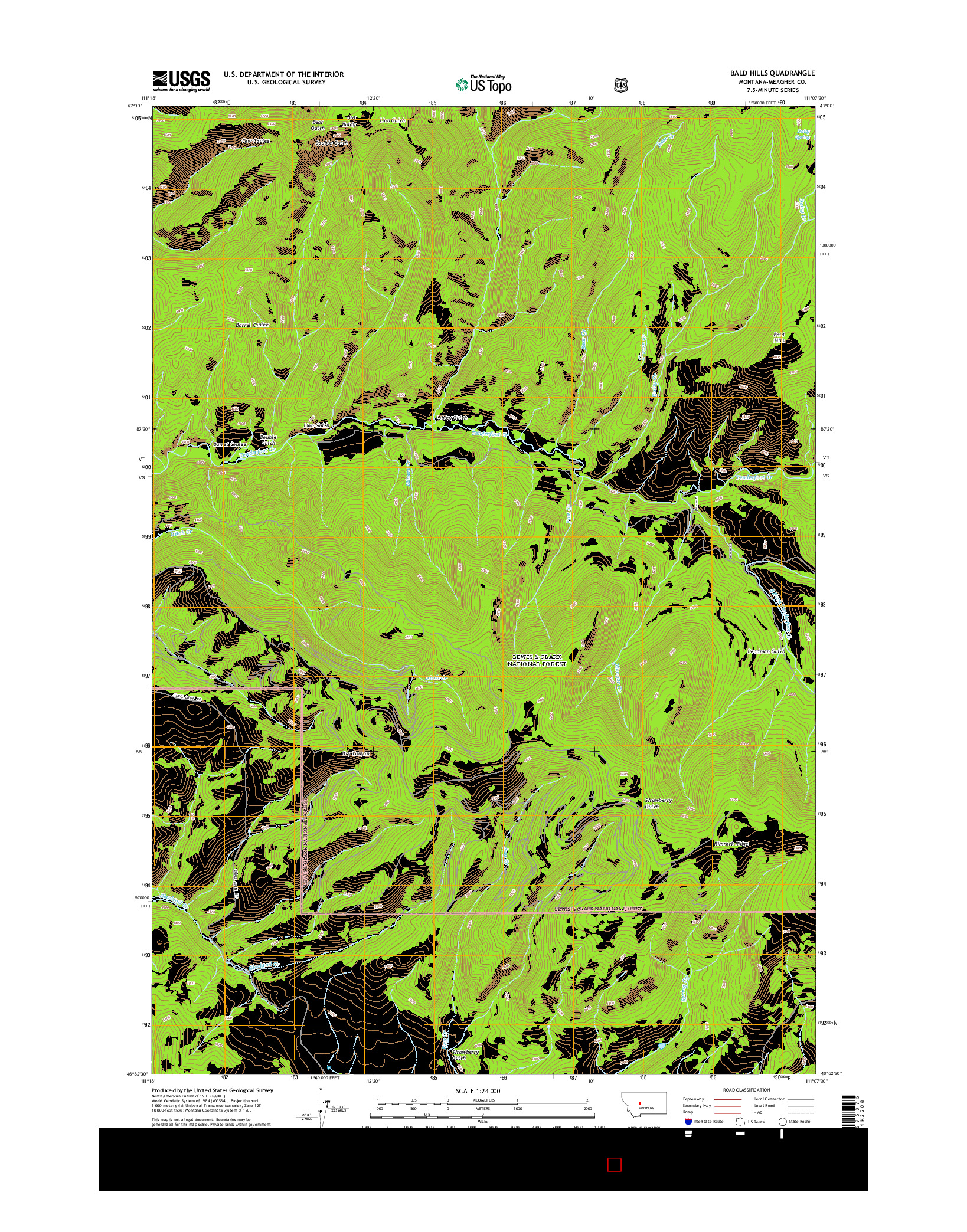 USGS US TOPO 7.5-MINUTE MAP FOR BALD HILLS, MT 2014