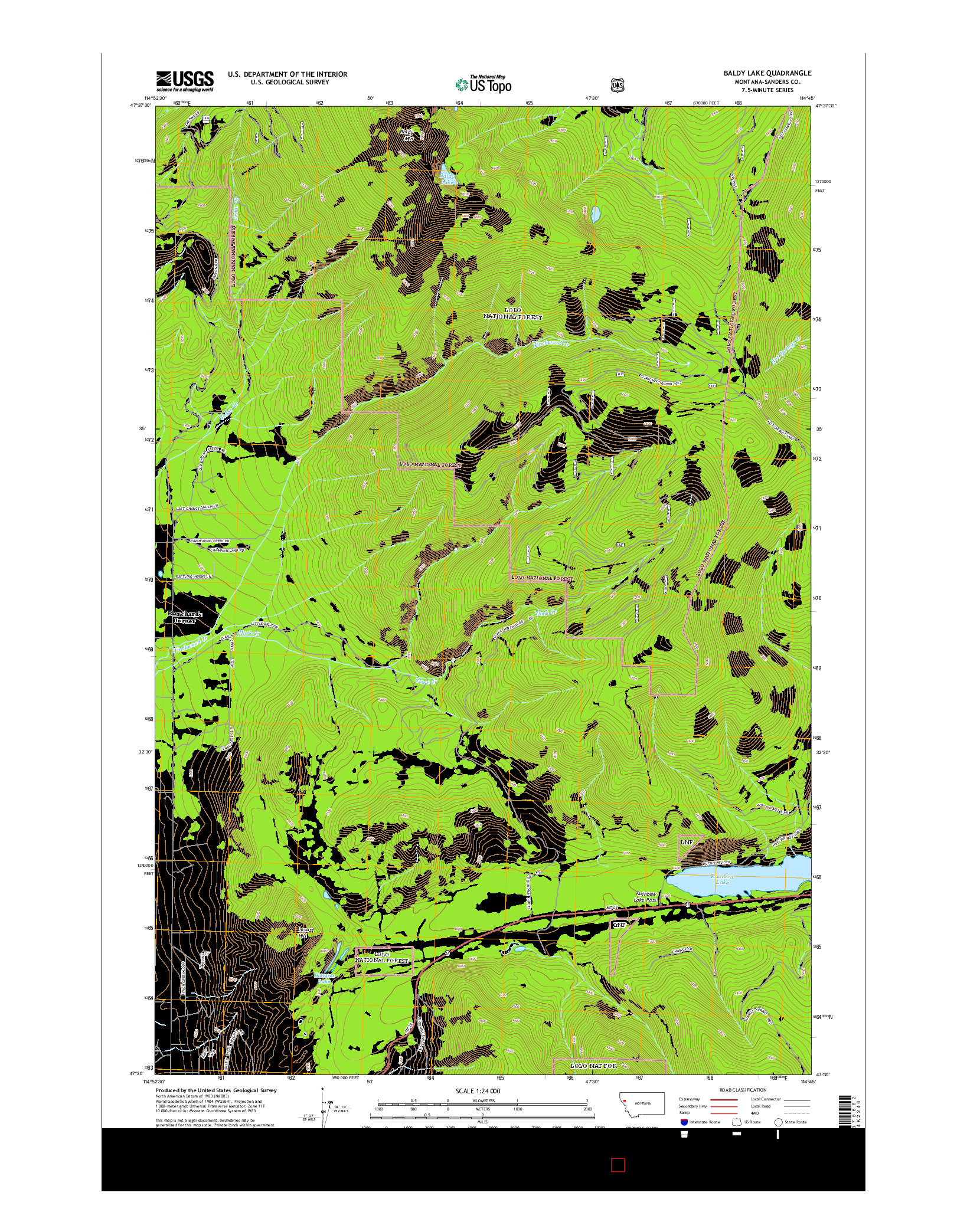 USGS US TOPO 7.5-MINUTE MAP FOR BALDY LAKE, MT 2014