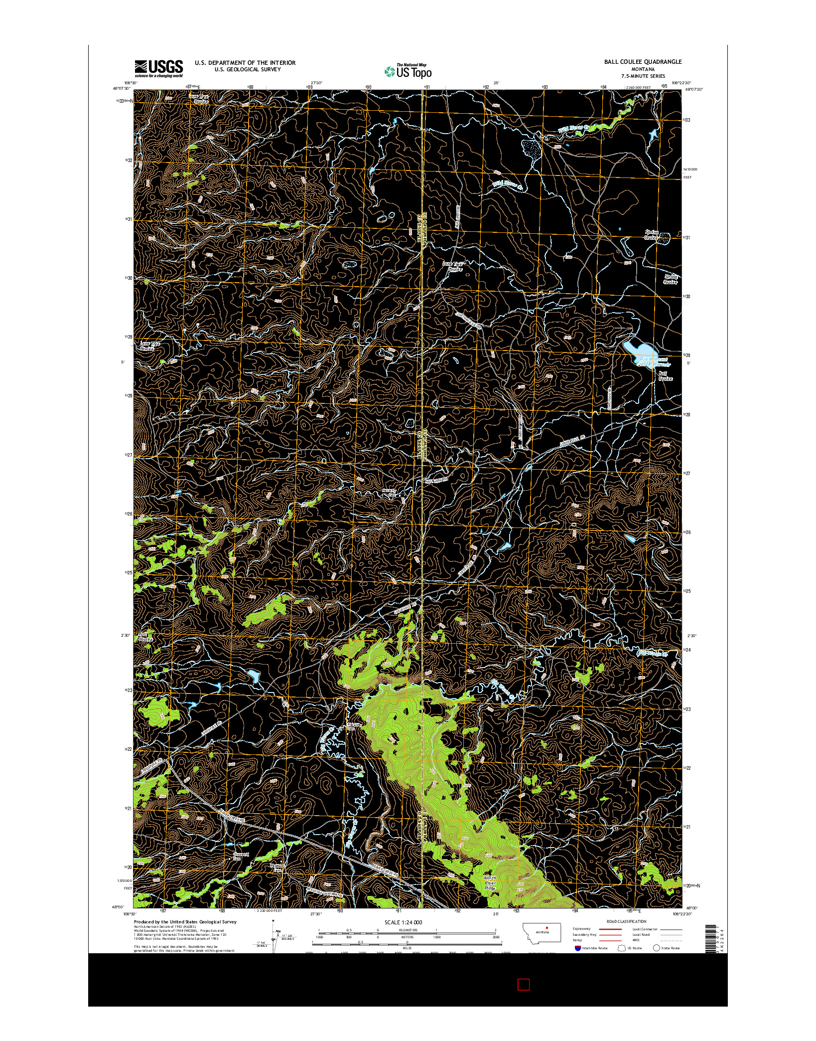 USGS US TOPO 7.5-MINUTE MAP FOR BALL COULEE, MT 2014