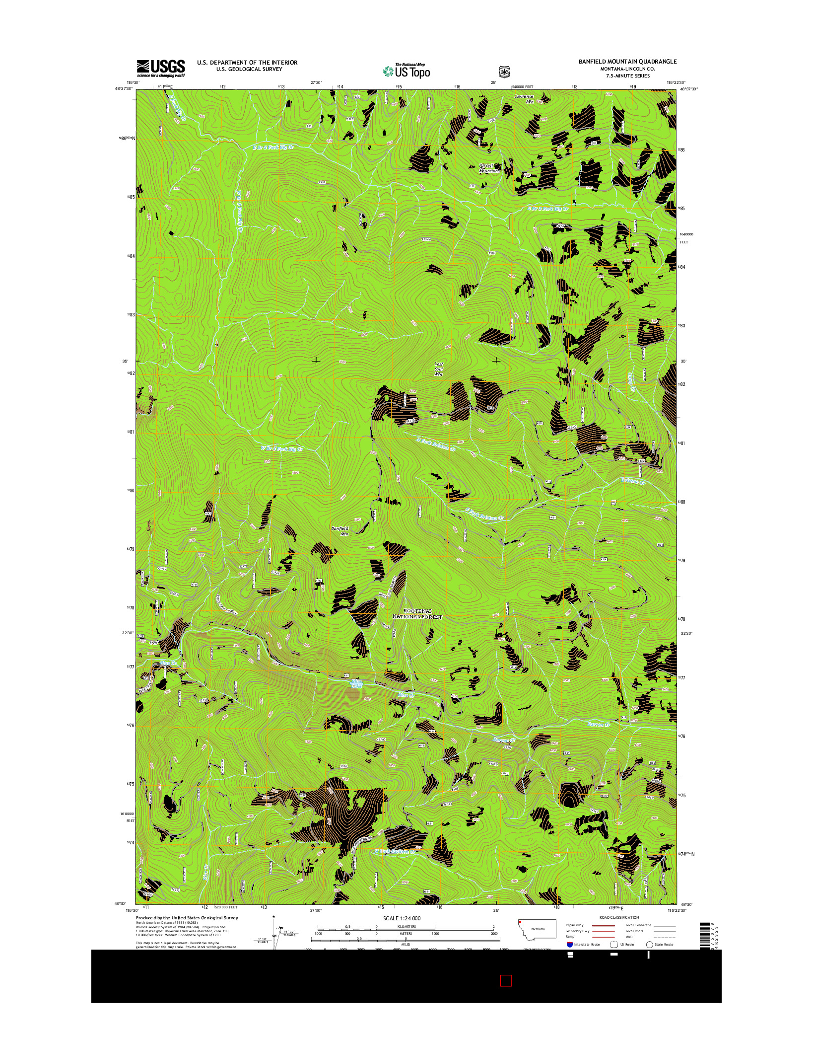USGS US TOPO 7.5-MINUTE MAP FOR BANFIELD MOUNTAIN, MT 2014