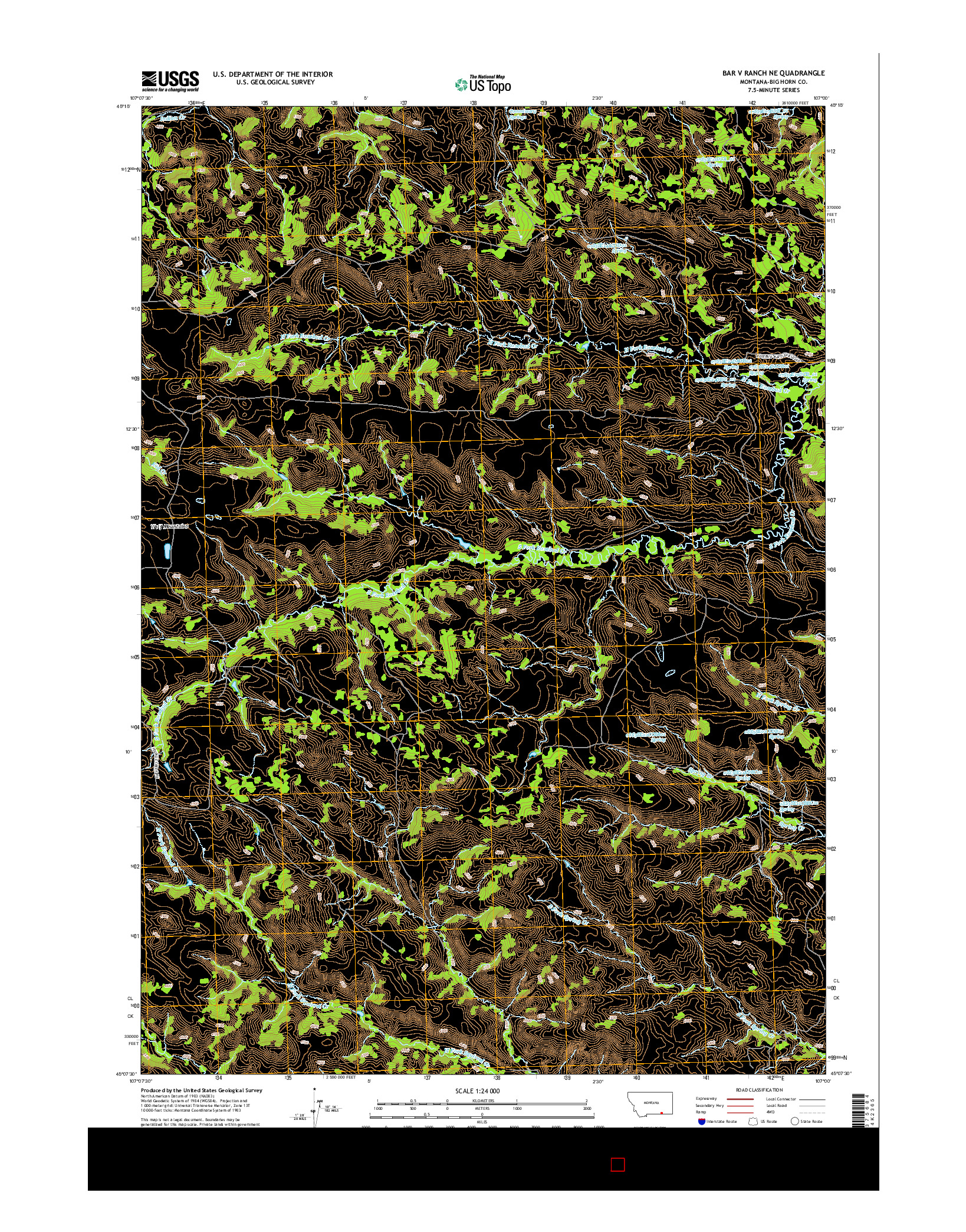 USGS US TOPO 7.5-MINUTE MAP FOR BAR V RANCH NE, MT 2014