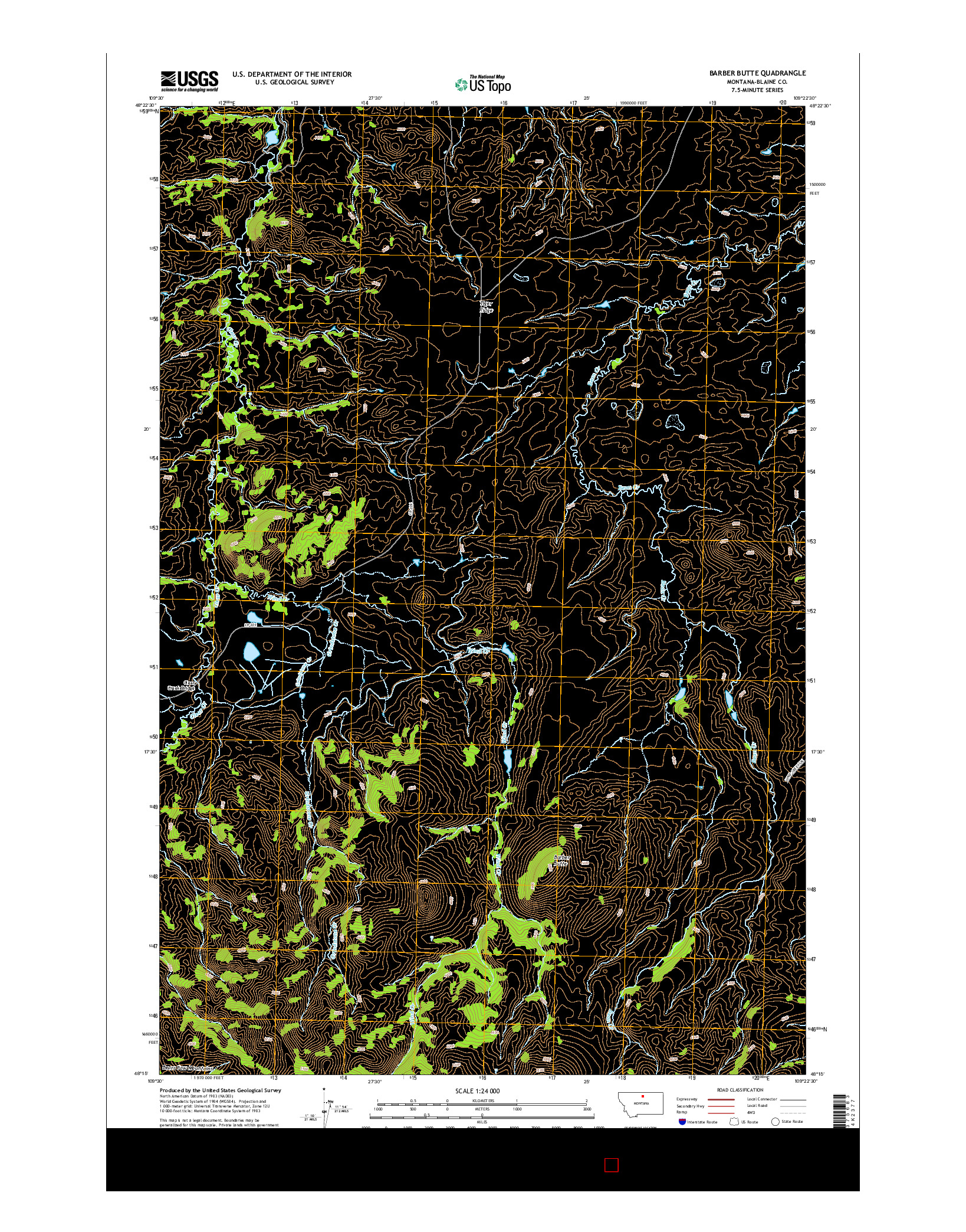 USGS US TOPO 7.5-MINUTE MAP FOR BARBER BUTTE, MT 2014