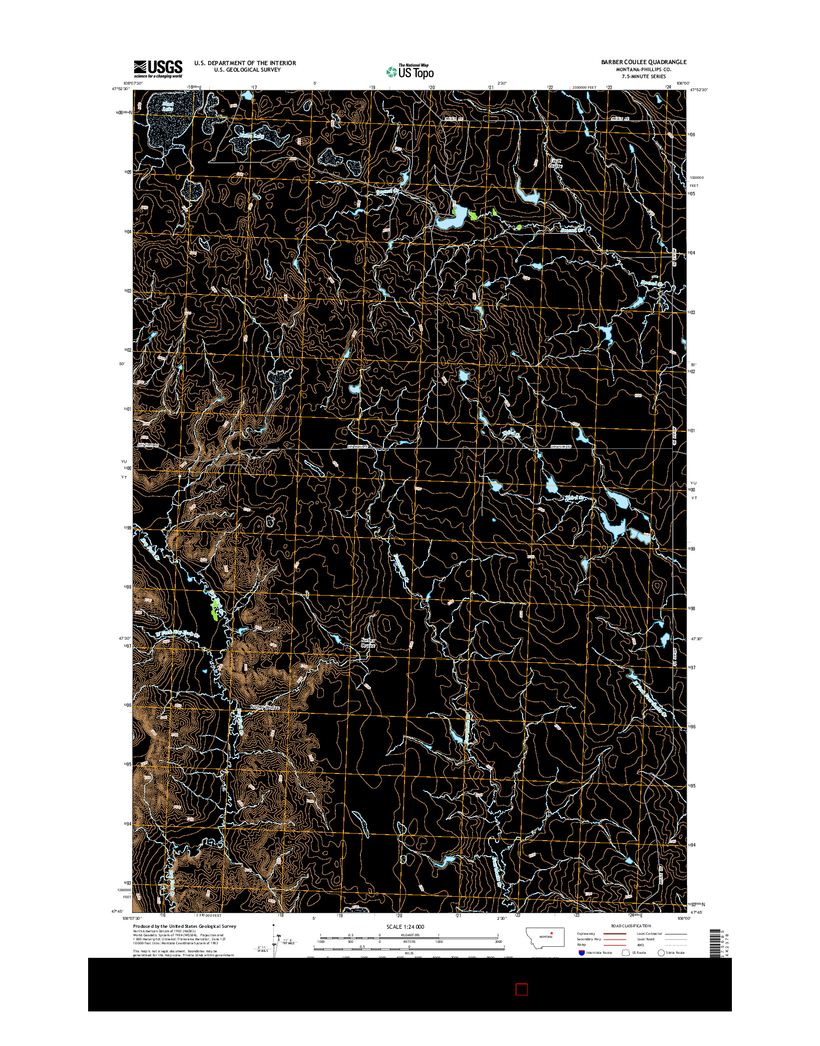 USGS US TOPO 7.5-MINUTE MAP FOR BARBER COULEE, MT 2014