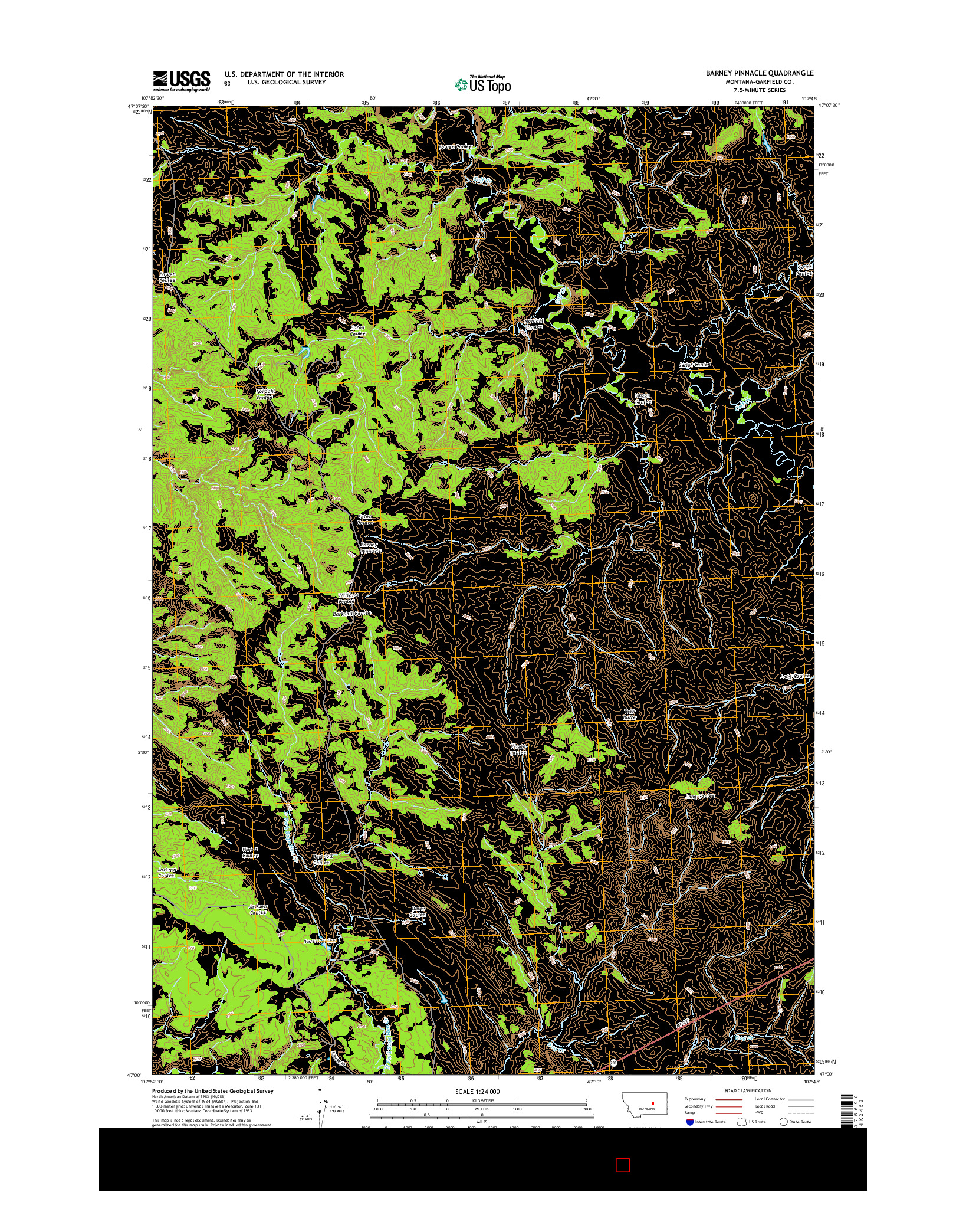 USGS US TOPO 7.5-MINUTE MAP FOR BARNEY PINNACLE, MT 2014