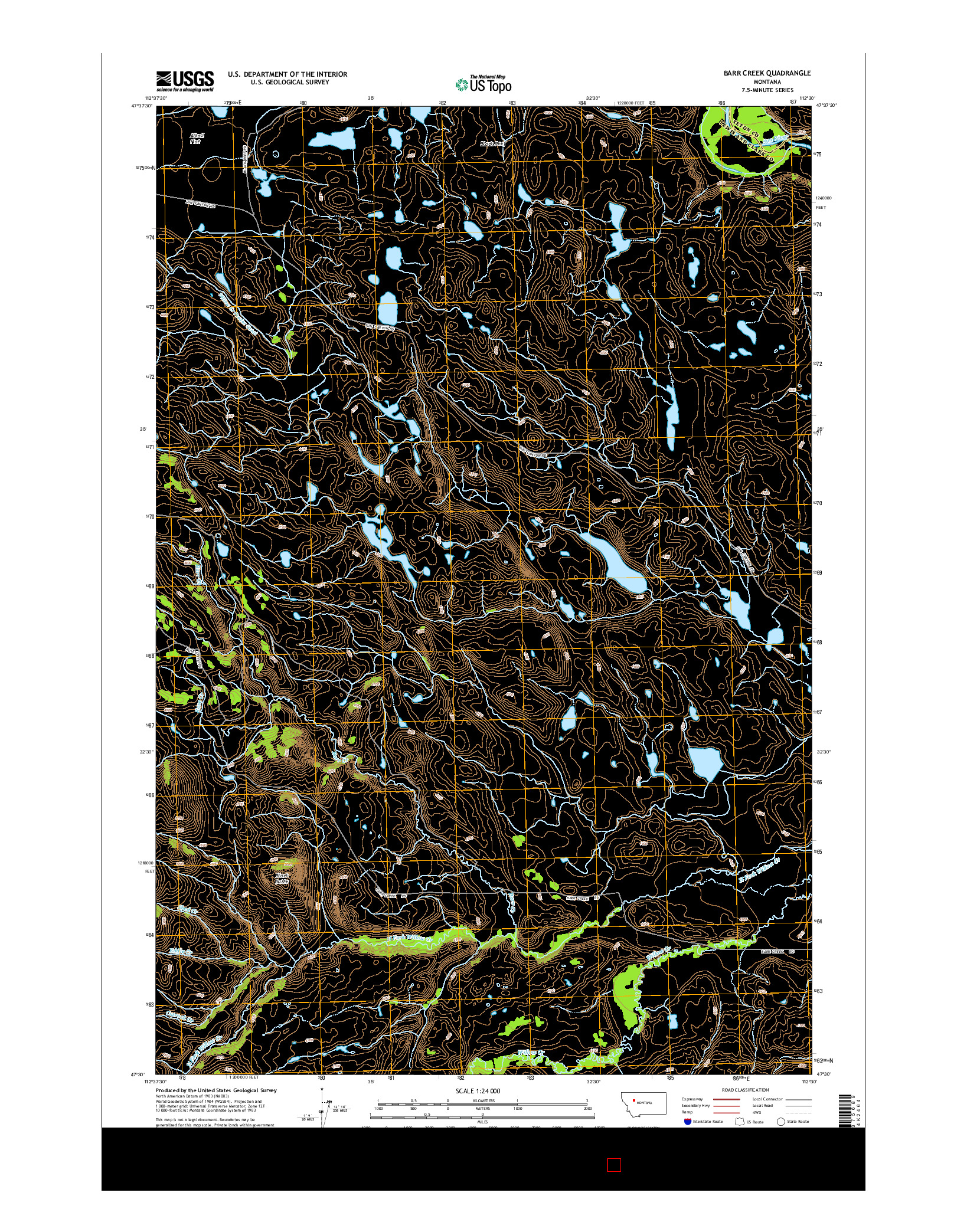 USGS US TOPO 7.5-MINUTE MAP FOR BARR CREEK, MT 2014