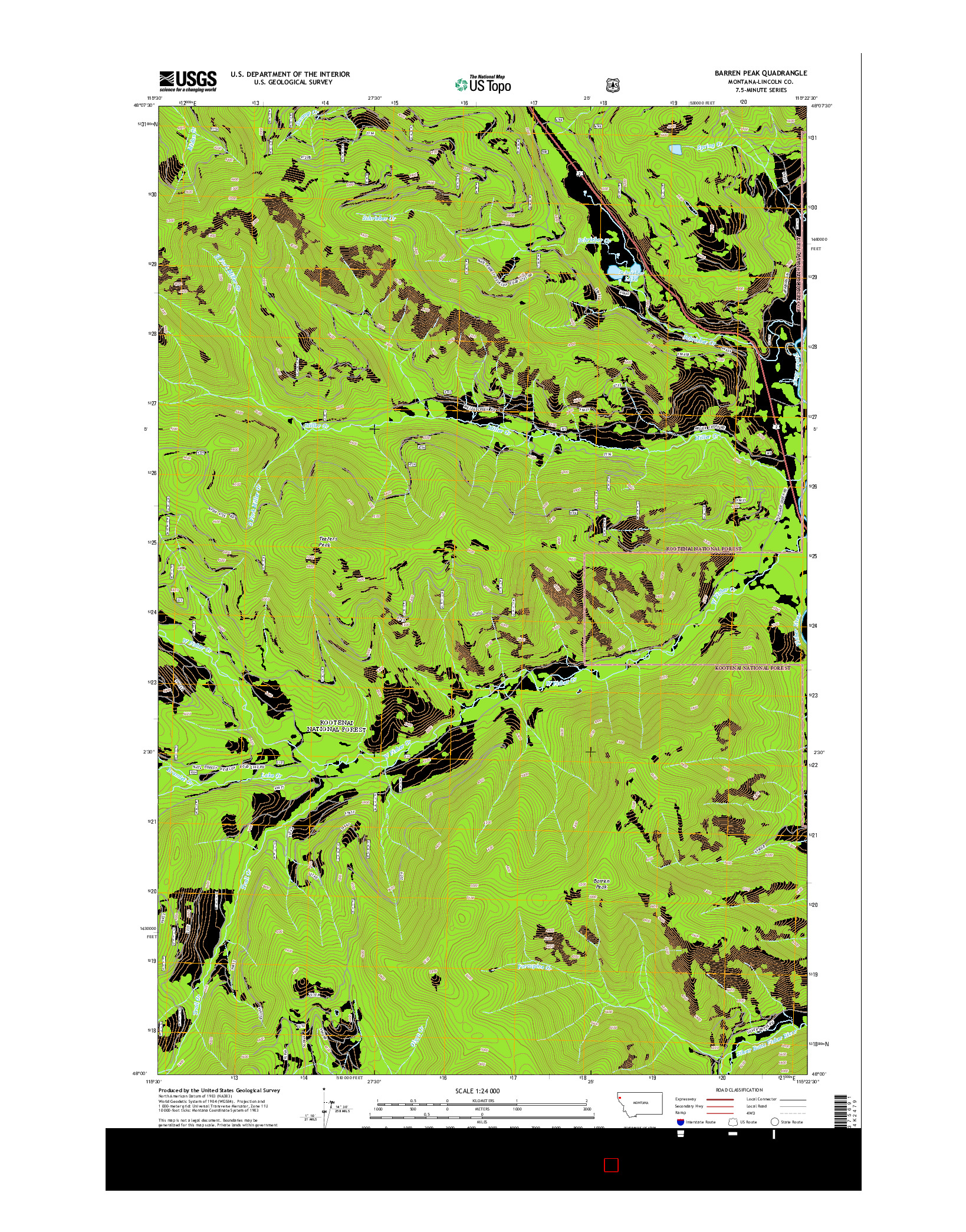 USGS US TOPO 7.5-MINUTE MAP FOR BARREN PEAK, MT 2014