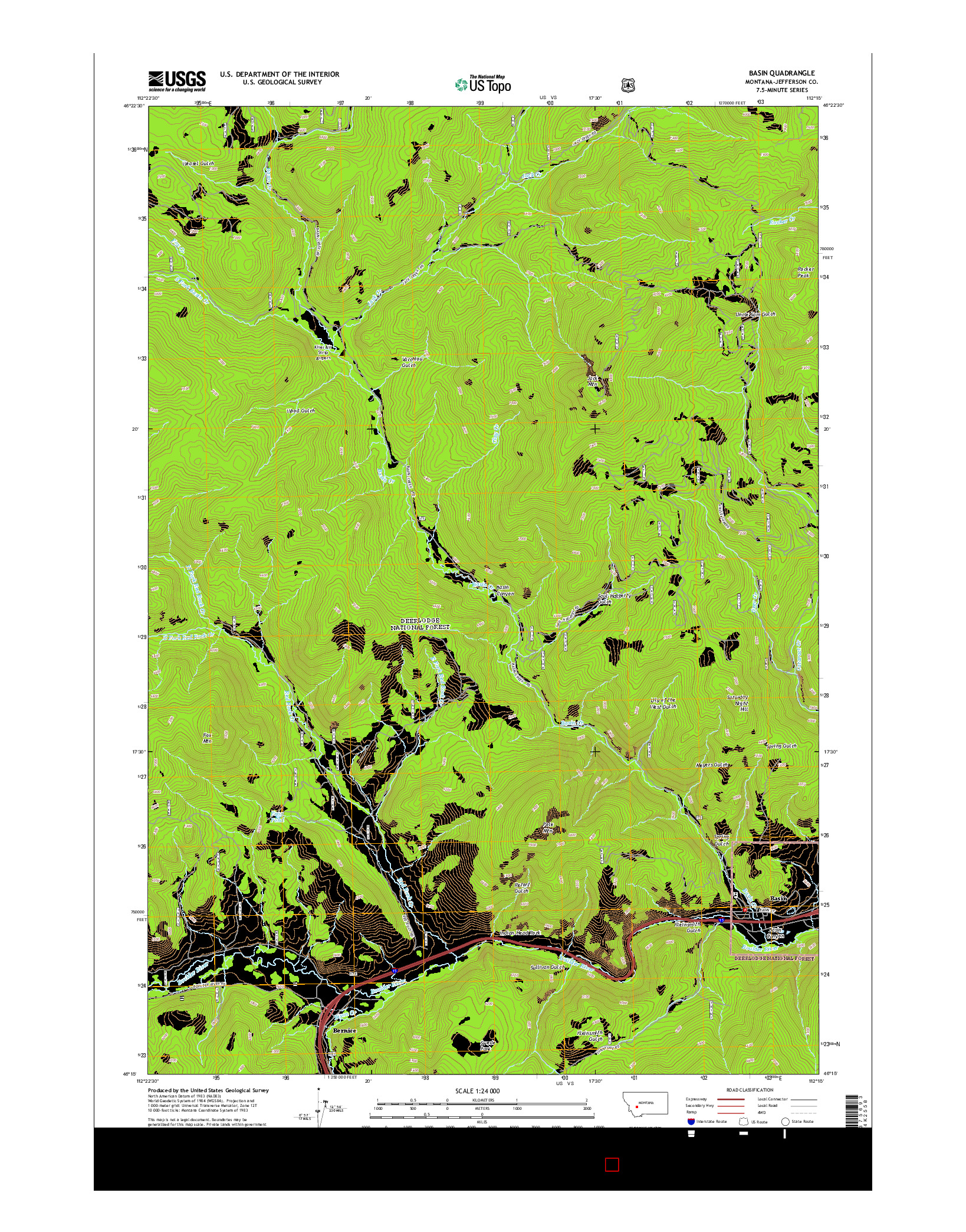 USGS US TOPO 7.5-MINUTE MAP FOR BASIN, MT 2014