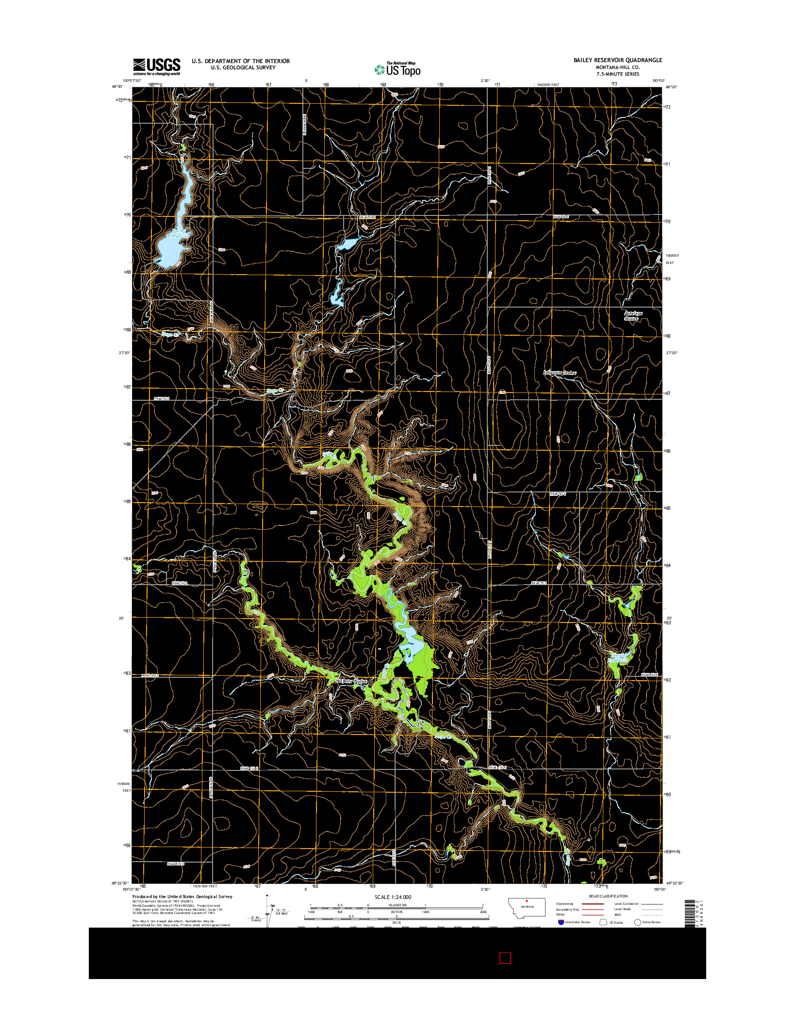 USGS US TOPO 7.5-MINUTE MAP FOR BAILEY RESERVOIR, MT 2014