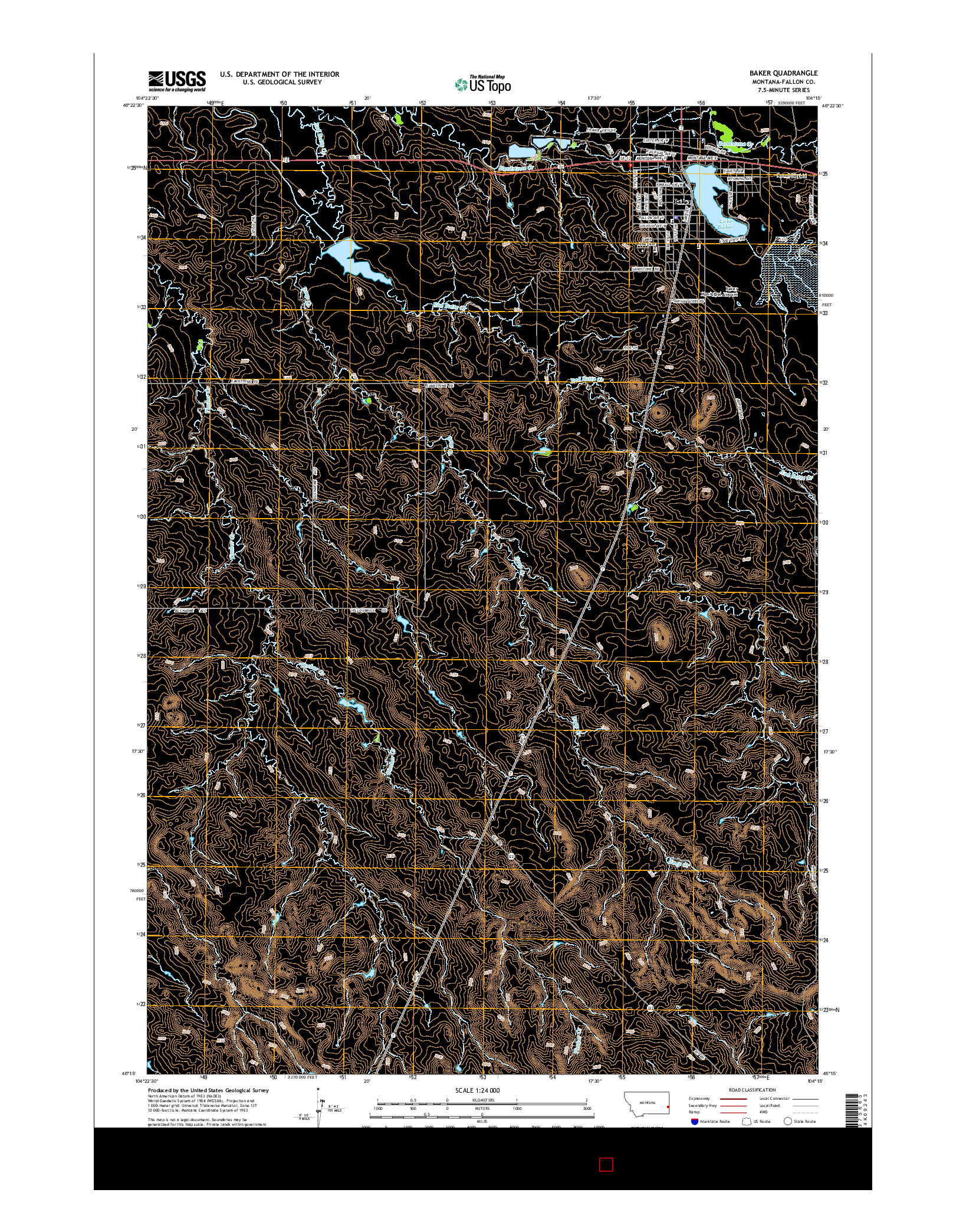 USGS US TOPO 7.5-MINUTE MAP FOR BAKER, MT 2014