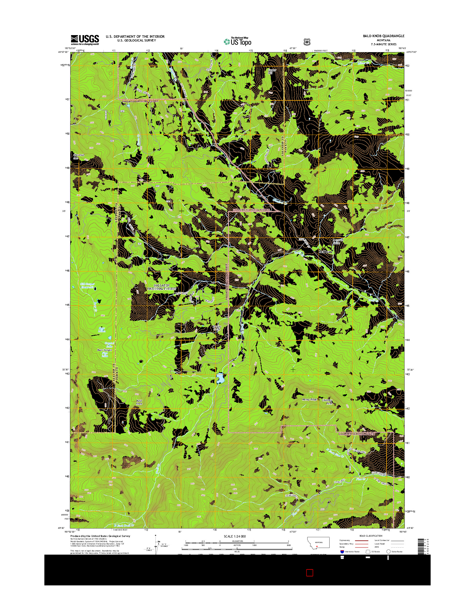 USGS US TOPO 7.5-MINUTE MAP FOR BALD KNOB, MT 2014