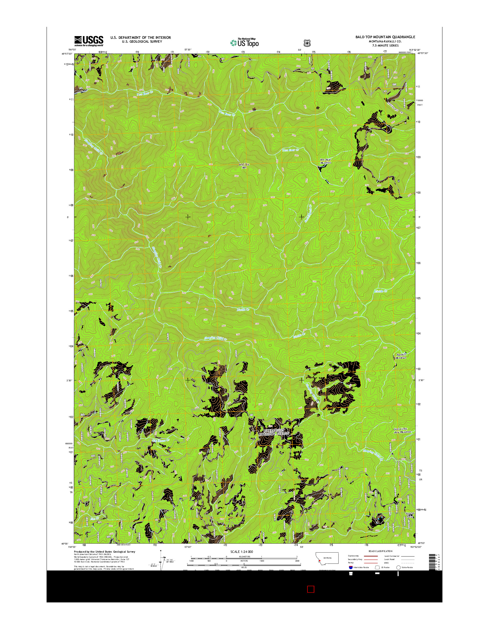 USGS US TOPO 7.5-MINUTE MAP FOR BALD TOP MOUNTAIN, MT 2014