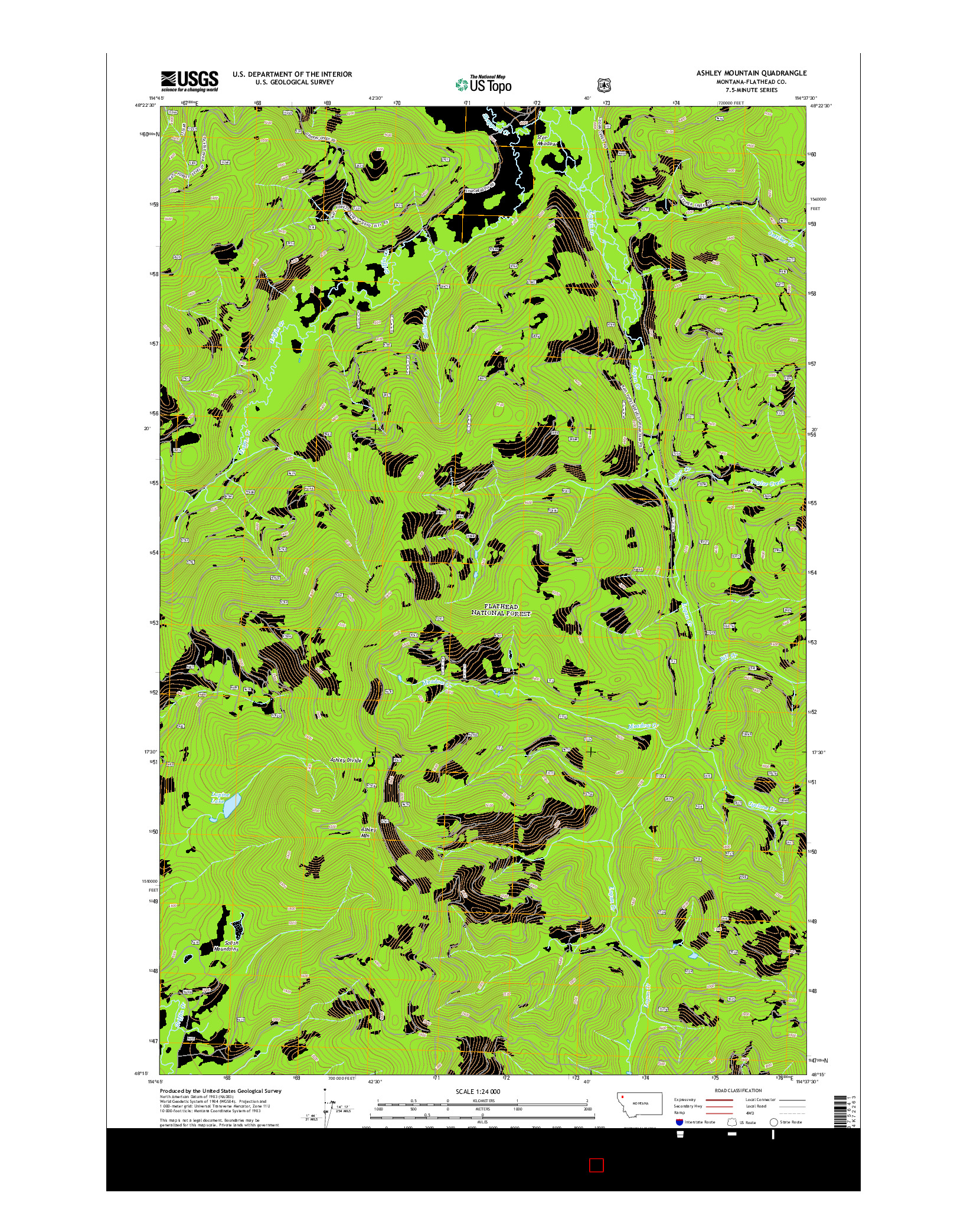 USGS US TOPO 7.5-MINUTE MAP FOR ASHLEY MOUNTAIN, MT 2014