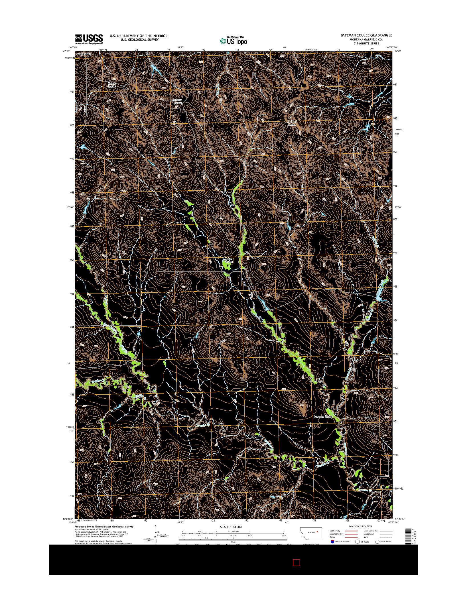 USGS US TOPO 7.5-MINUTE MAP FOR BATEMAN COULEE, MT 2014