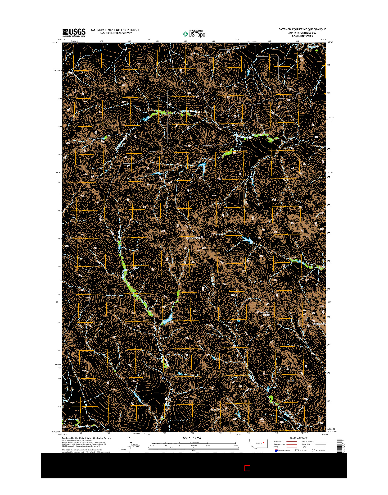 USGS US TOPO 7.5-MINUTE MAP FOR BATEMAN COULEE NE, MT 2014