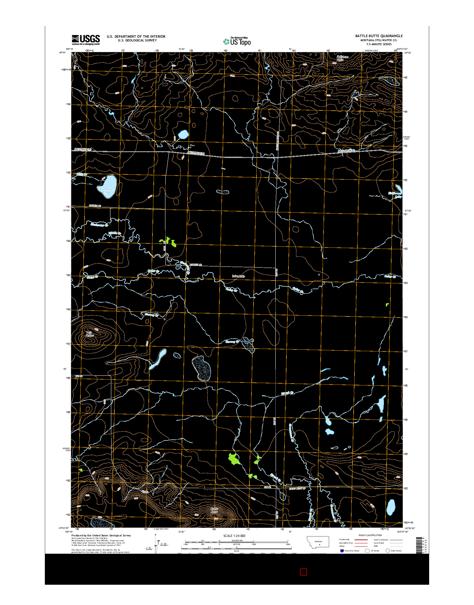 USGS US TOPO 7.5-MINUTE MAP FOR BATTLE BUTTE, MT 2014