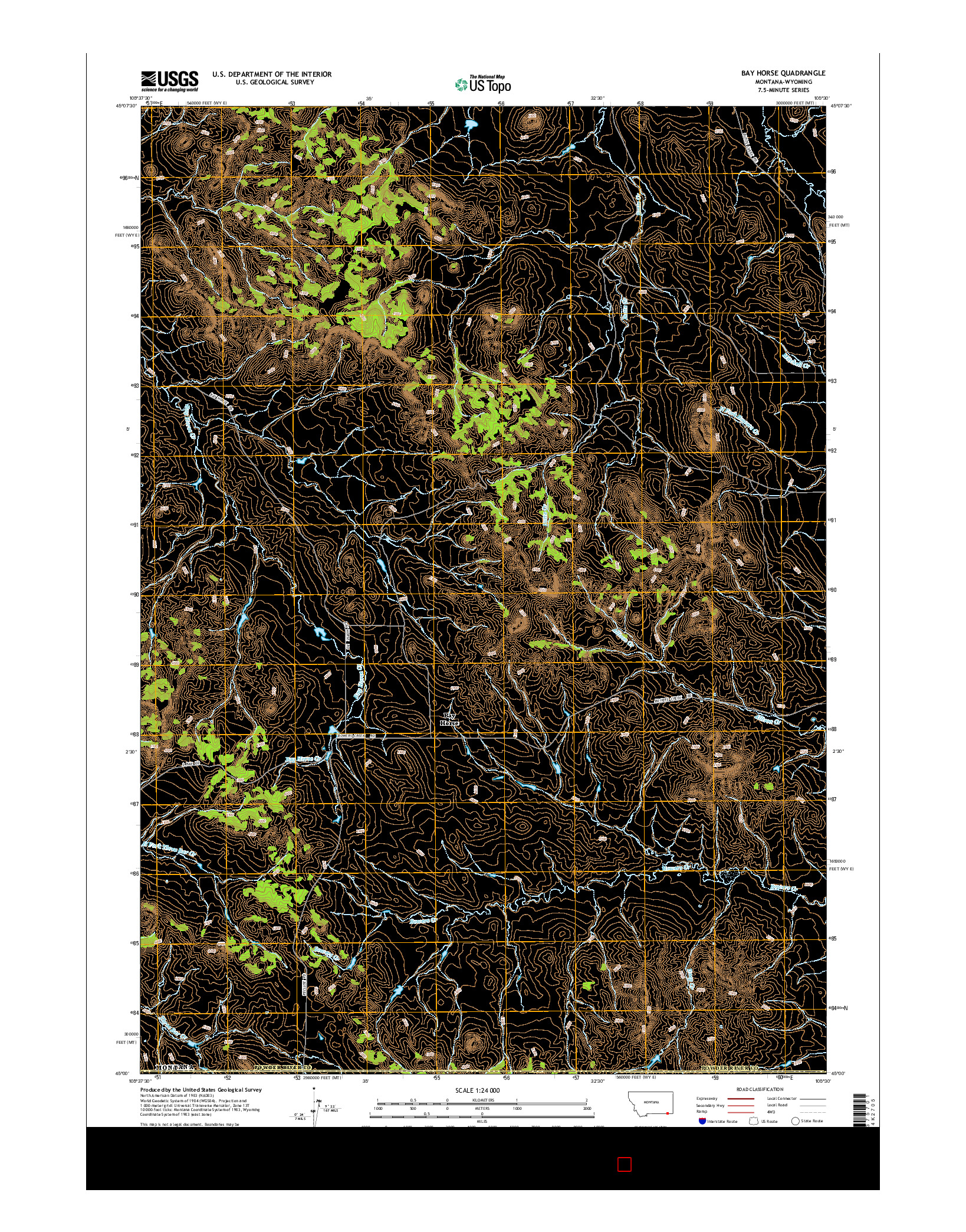 USGS US TOPO 7.5-MINUTE MAP FOR BAY HORSE, MT-WY 2014