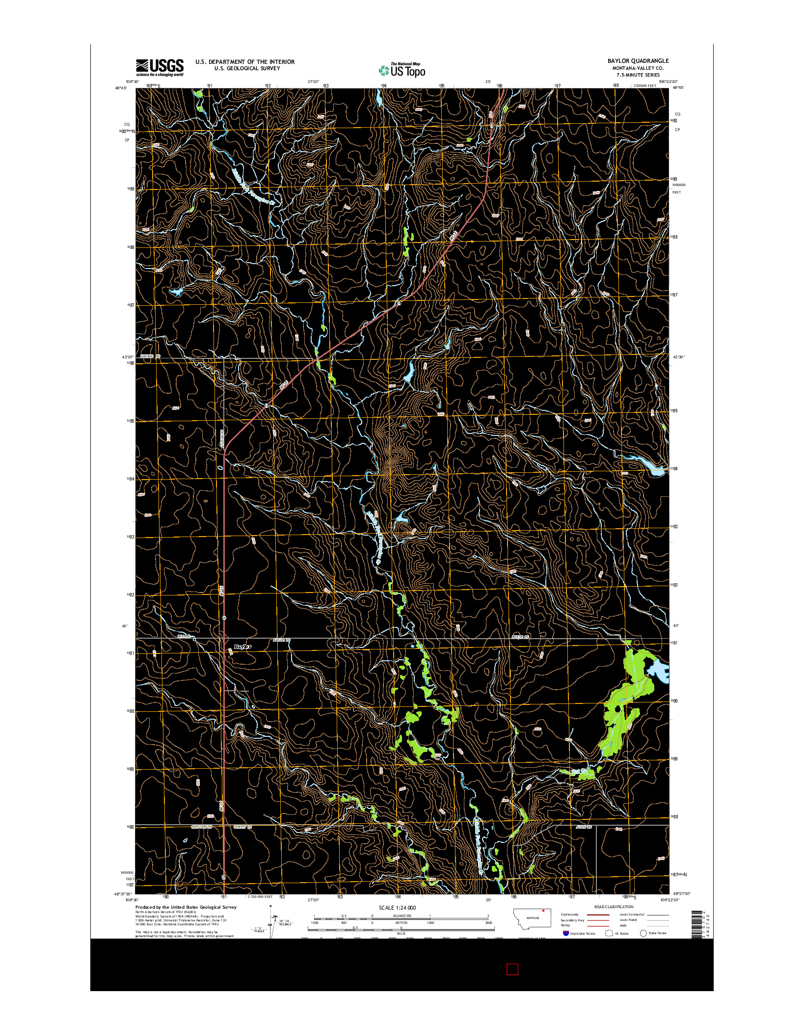 USGS US TOPO 7.5-MINUTE MAP FOR BAYLOR, MT 2014