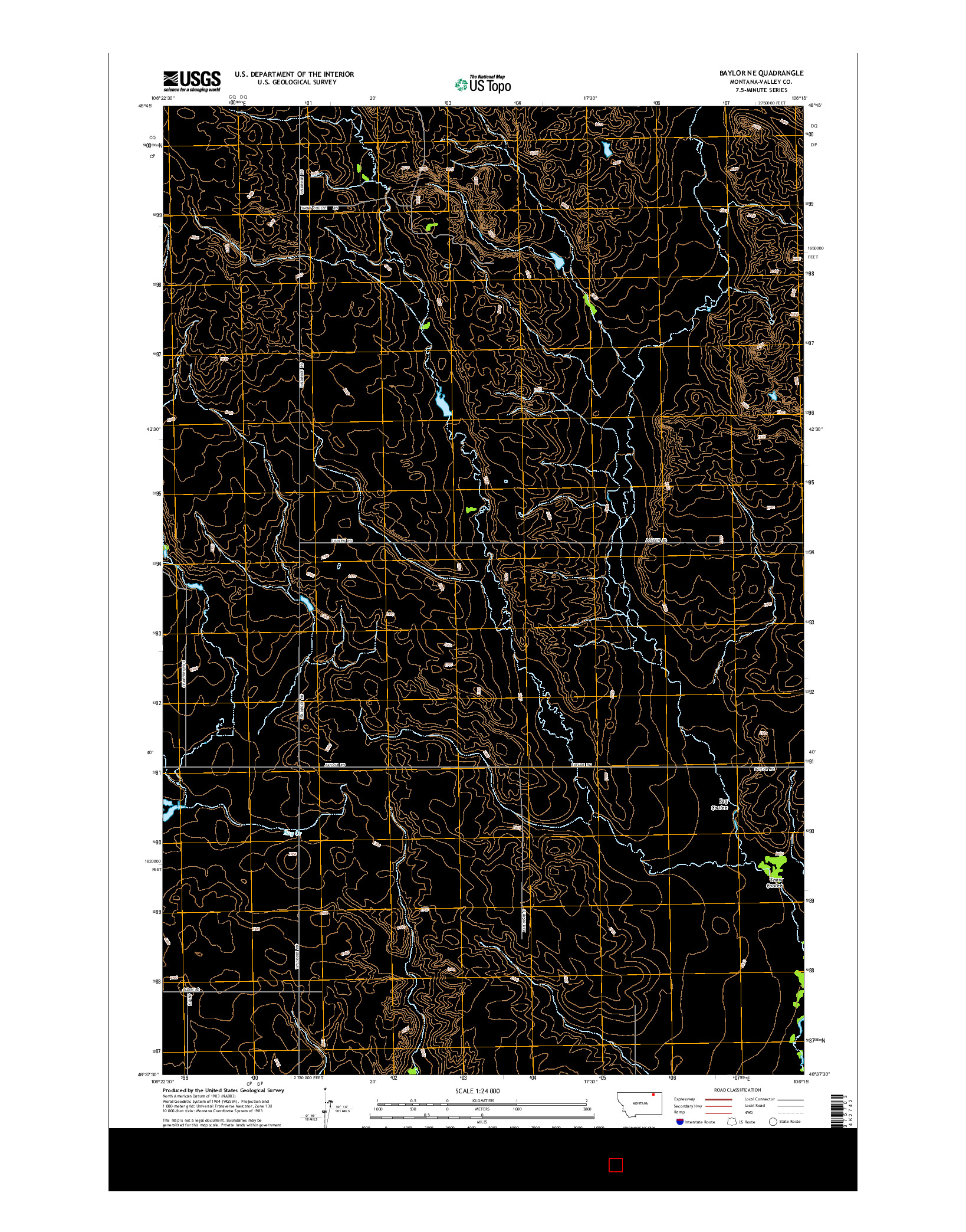 USGS US TOPO 7.5-MINUTE MAP FOR BAYLOR NE, MT 2014