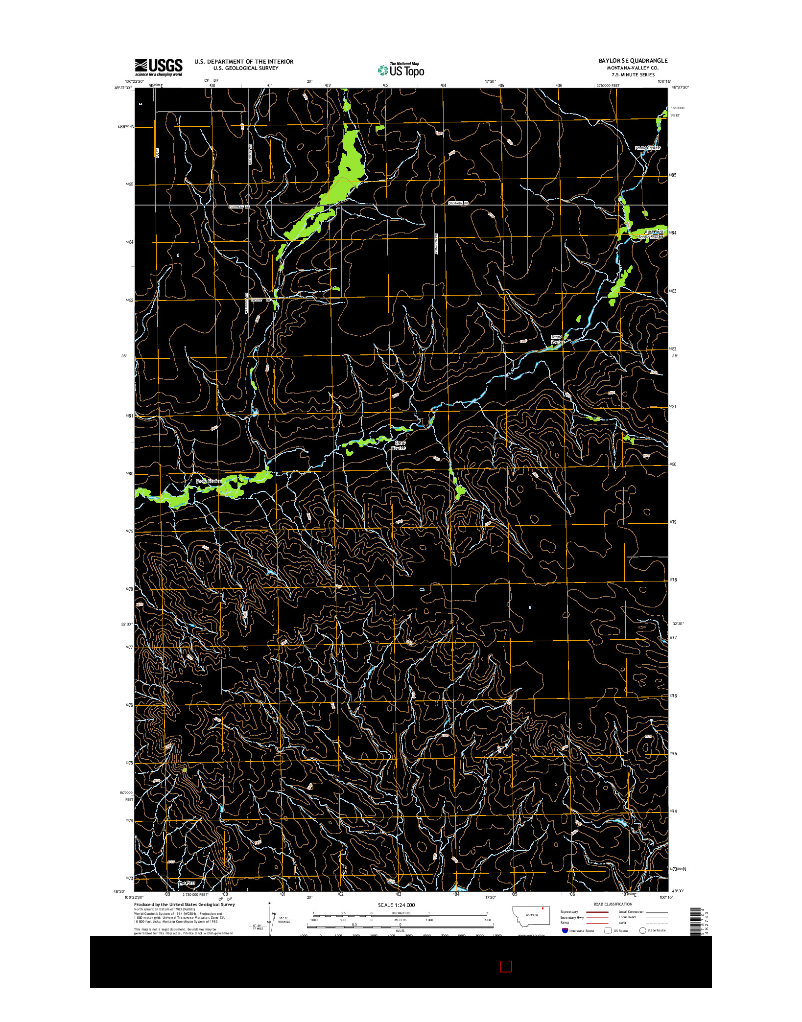 USGS US TOPO 7.5-MINUTE MAP FOR BAYLOR SE, MT 2014
