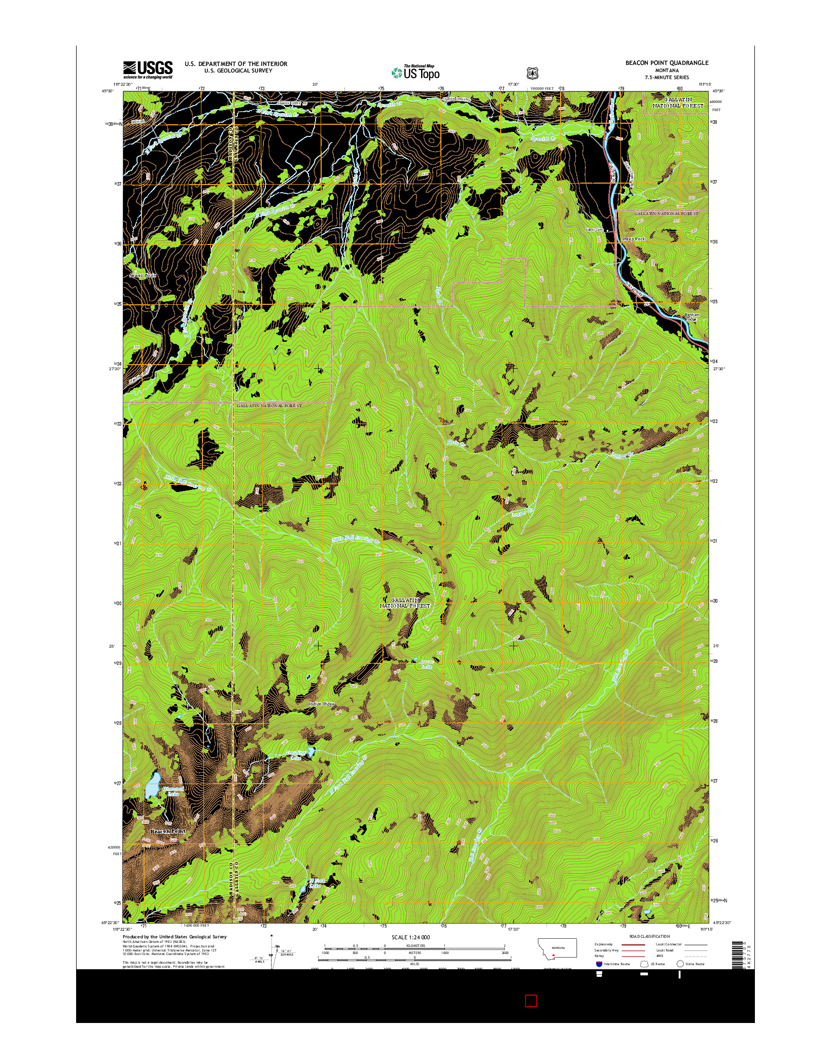 USGS US TOPO 7.5-MINUTE MAP FOR BEACON POINT, MT 2014