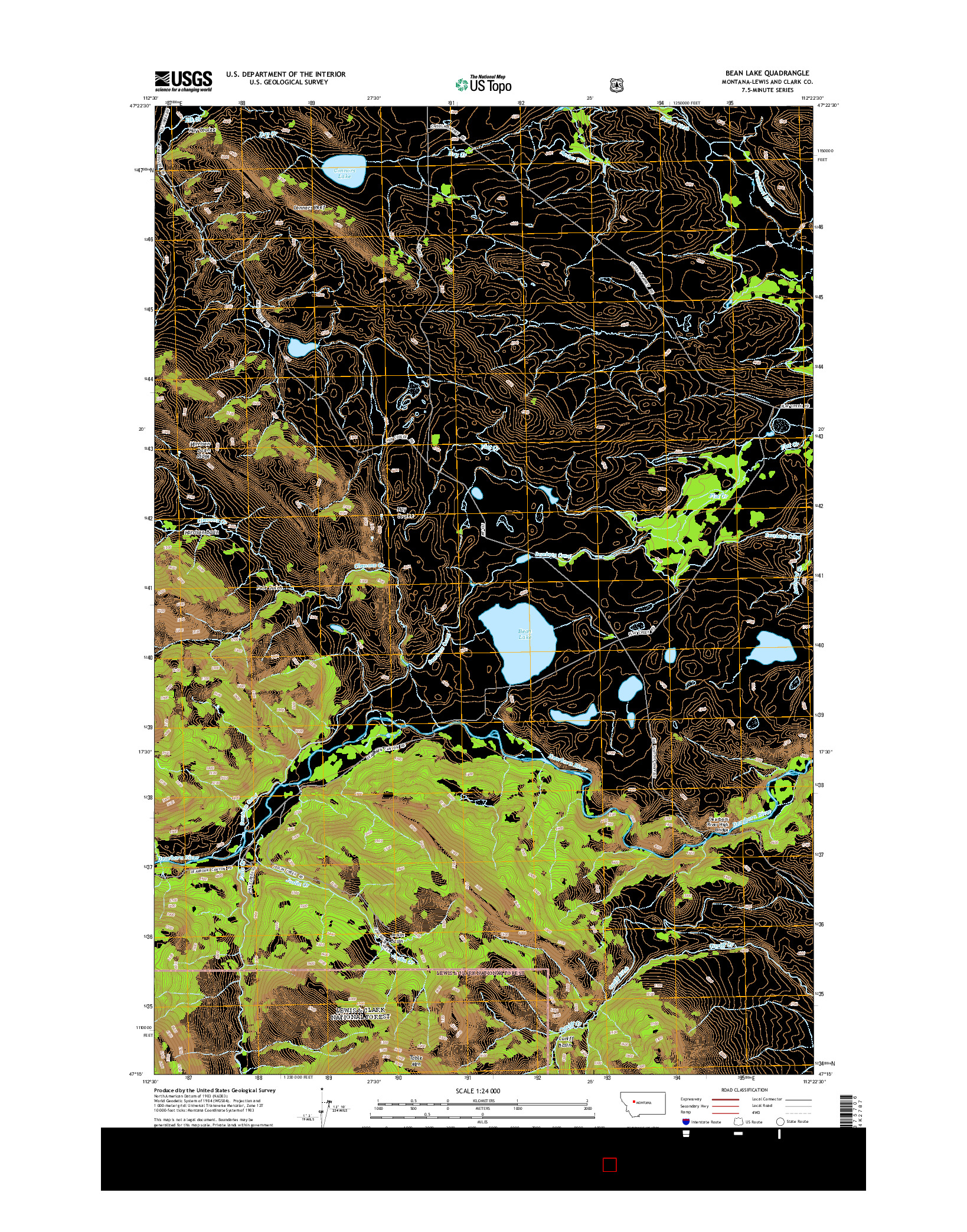 USGS US TOPO 7.5-MINUTE MAP FOR BEAN LAKE, MT 2014
