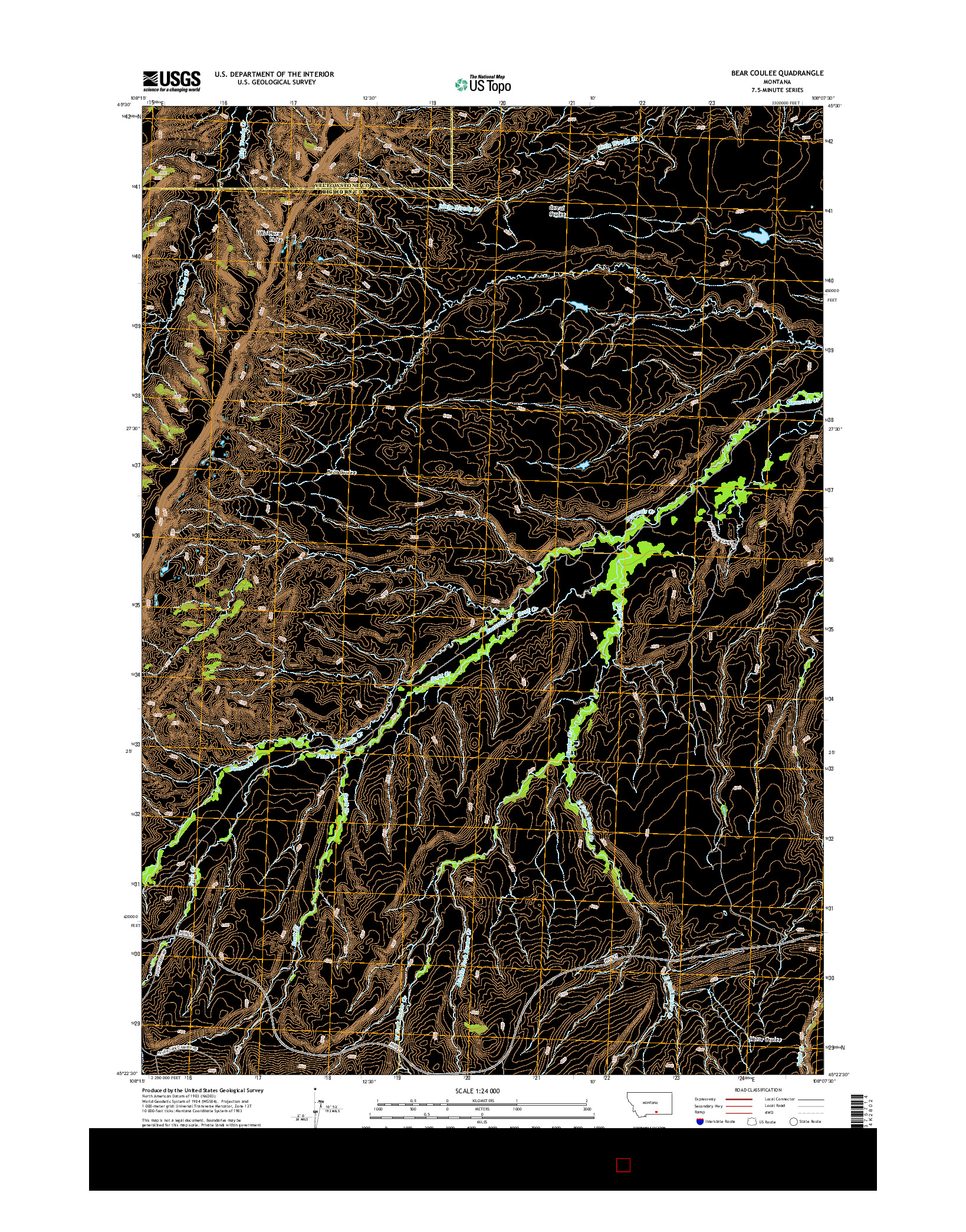USGS US TOPO 7.5-MINUTE MAP FOR BEAR COULEE, MT 2014