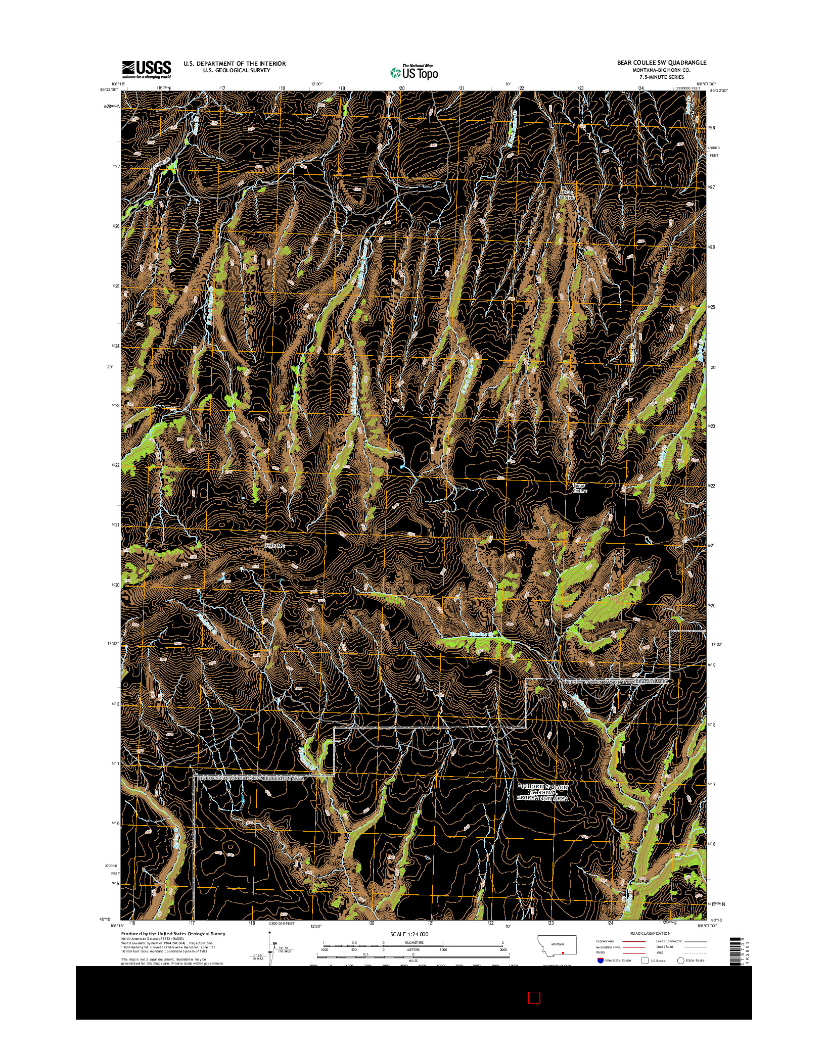 USGS US TOPO 7.5-MINUTE MAP FOR BEAR COULEE SW, MT 2014
