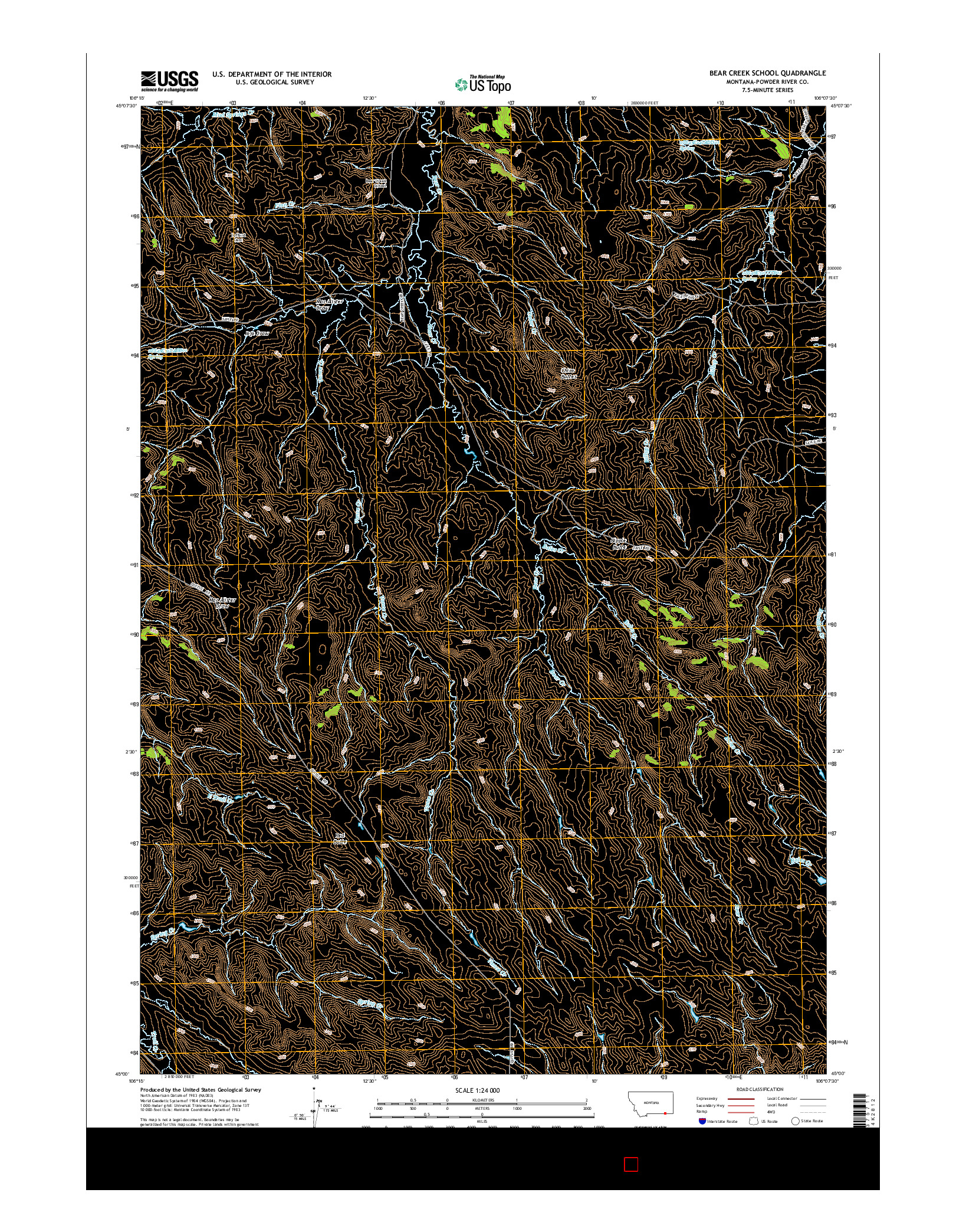 USGS US TOPO 7.5-MINUTE MAP FOR BEAR CREEK SCHOOL, MT 2014