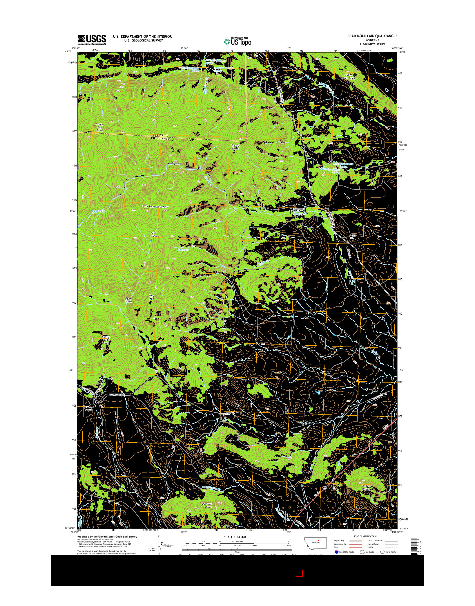 USGS US TOPO 7.5-MINUTE MAP FOR BEAR MOUNTAIN, MT 2014