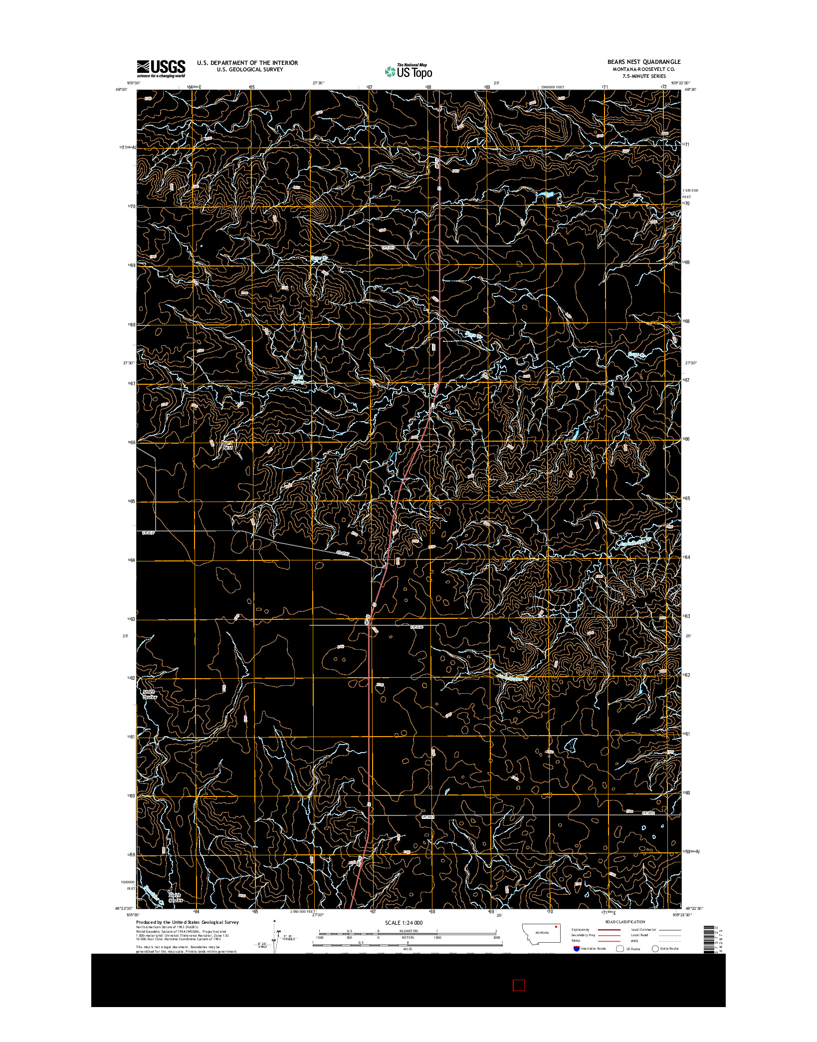 USGS US TOPO 7.5-MINUTE MAP FOR BEARS NEST, MT 2014