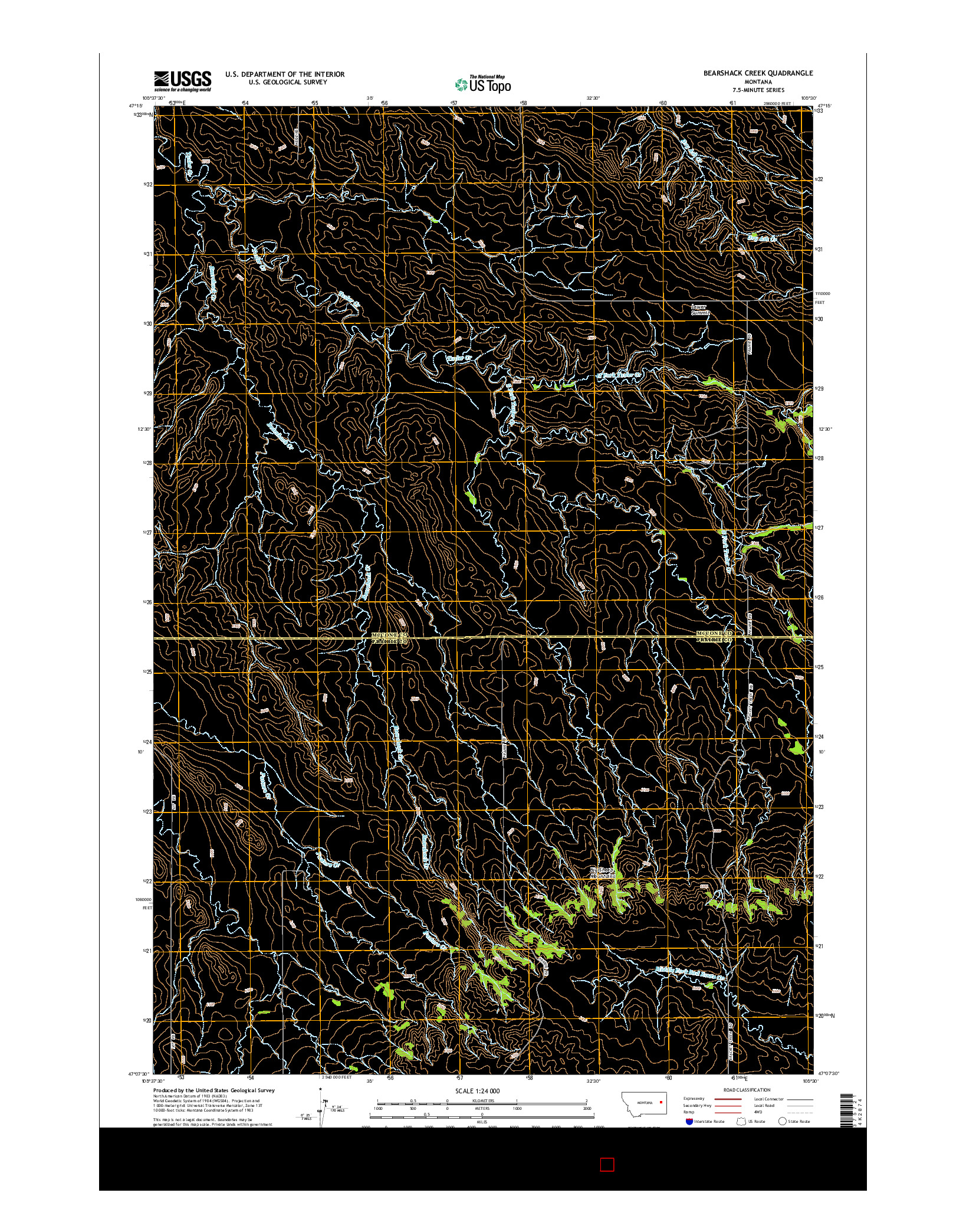 USGS US TOPO 7.5-MINUTE MAP FOR BEARSHACK CREEK, MT 2014