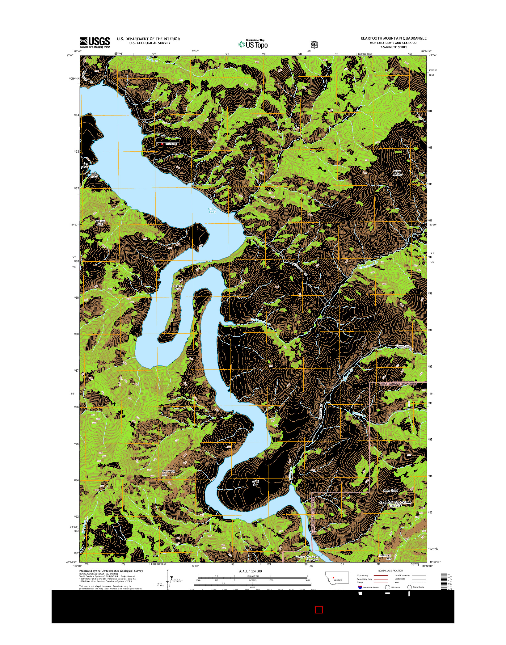 USGS US TOPO 7.5-MINUTE MAP FOR BEARTOOTH MOUNTAIN, MT 2014