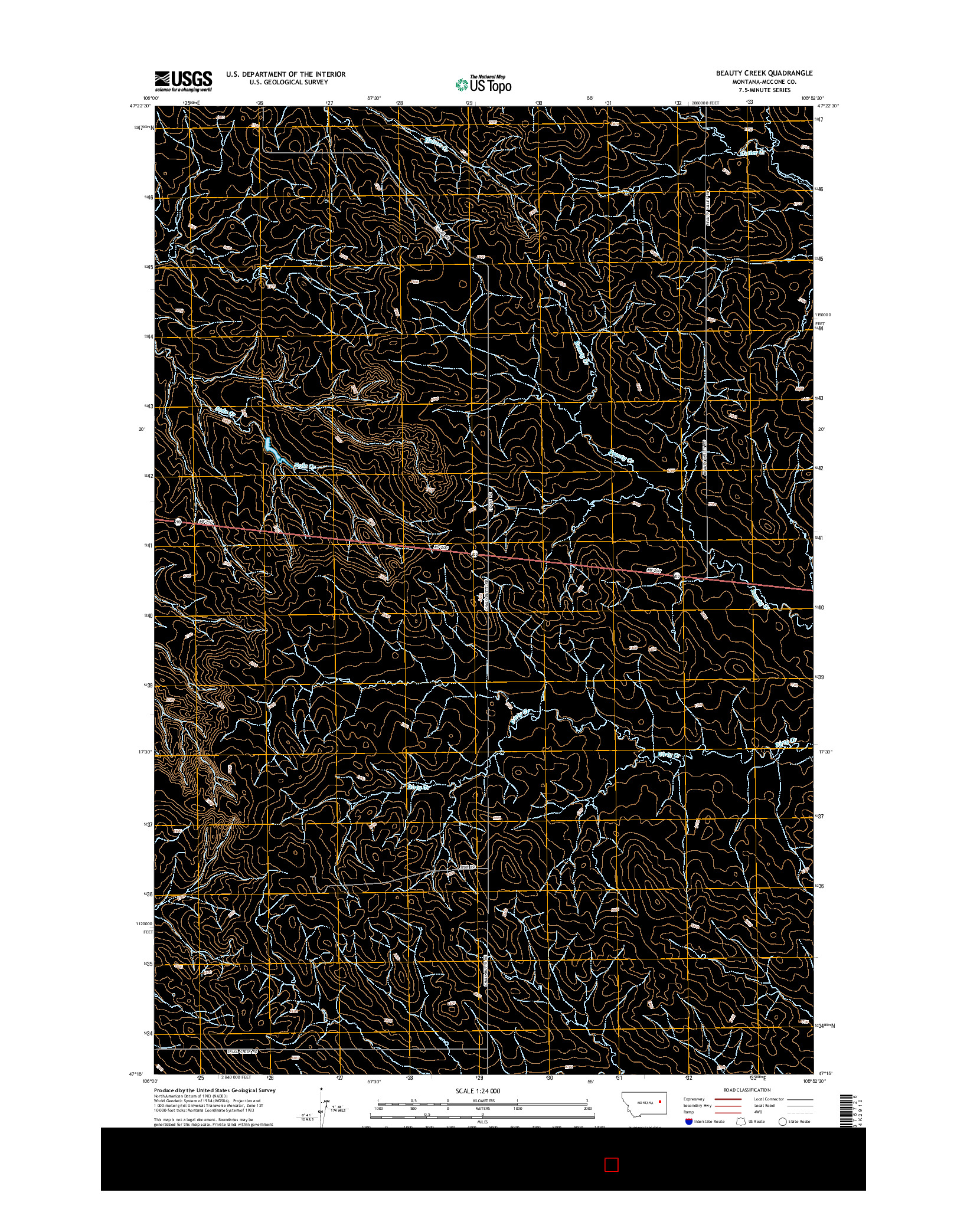 USGS US TOPO 7.5-MINUTE MAP FOR BEAUTY CREEK, MT 2014