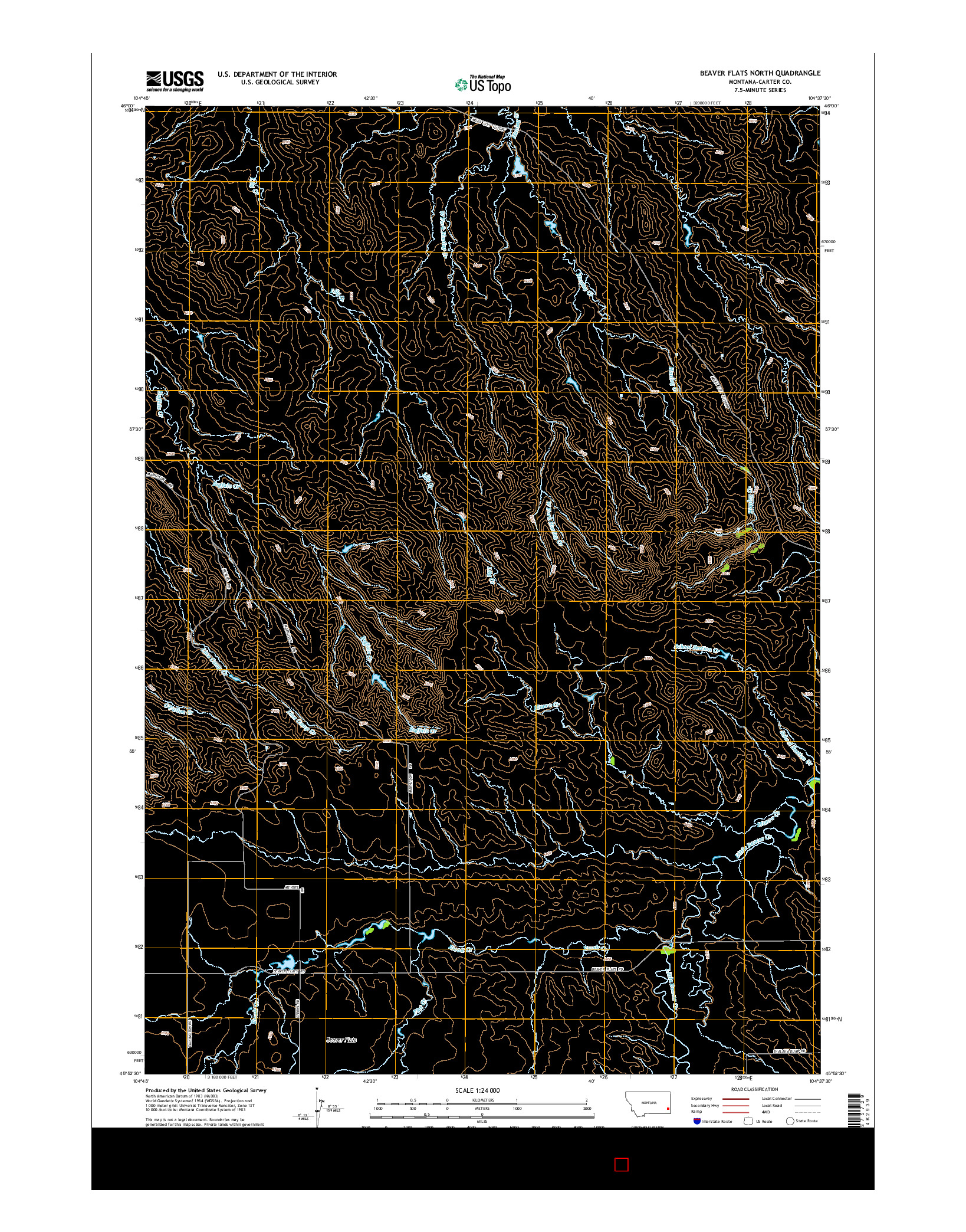 USGS US TOPO 7.5-MINUTE MAP FOR BEAVER FLATS NORTH, MT 2014