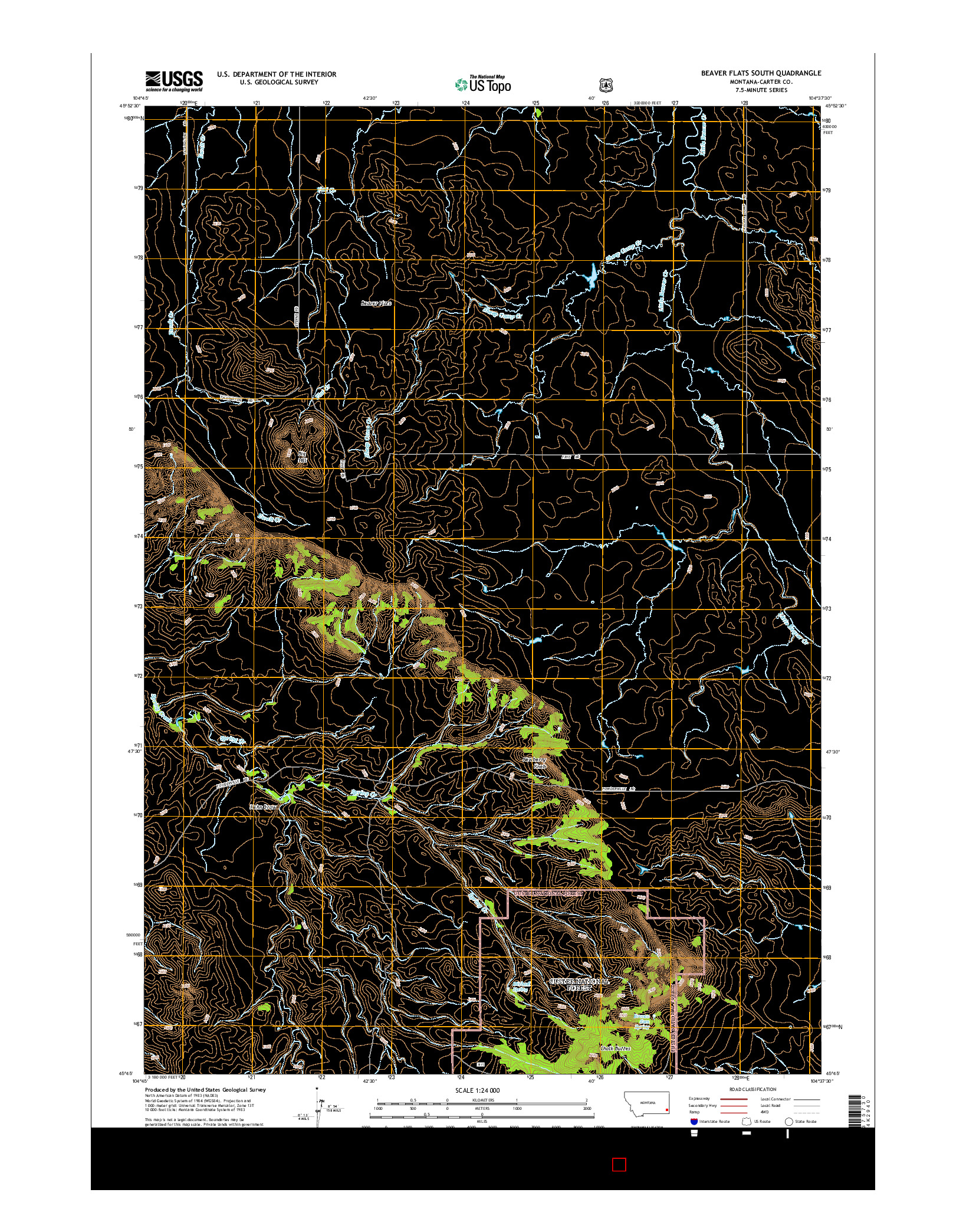 USGS US TOPO 7.5-MINUTE MAP FOR BEAVER FLATS SOUTH, MT 2014