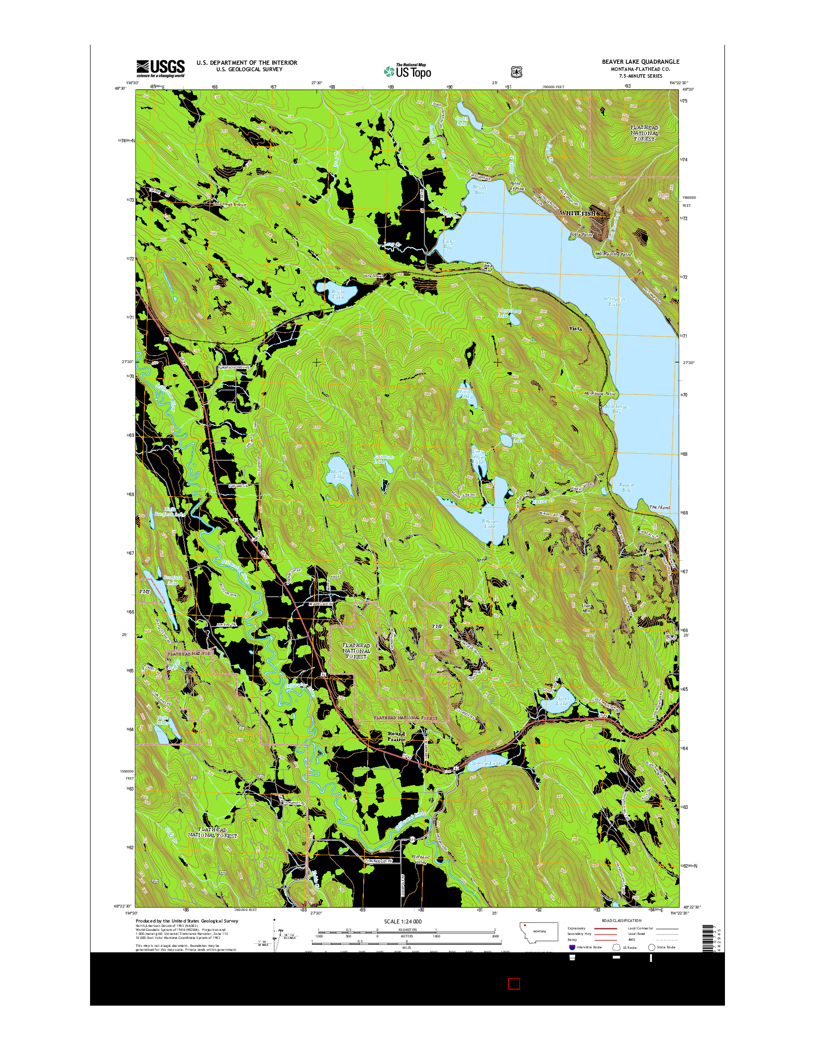 USGS US TOPO 7.5-MINUTE MAP FOR BEAVER LAKE, MT 2014