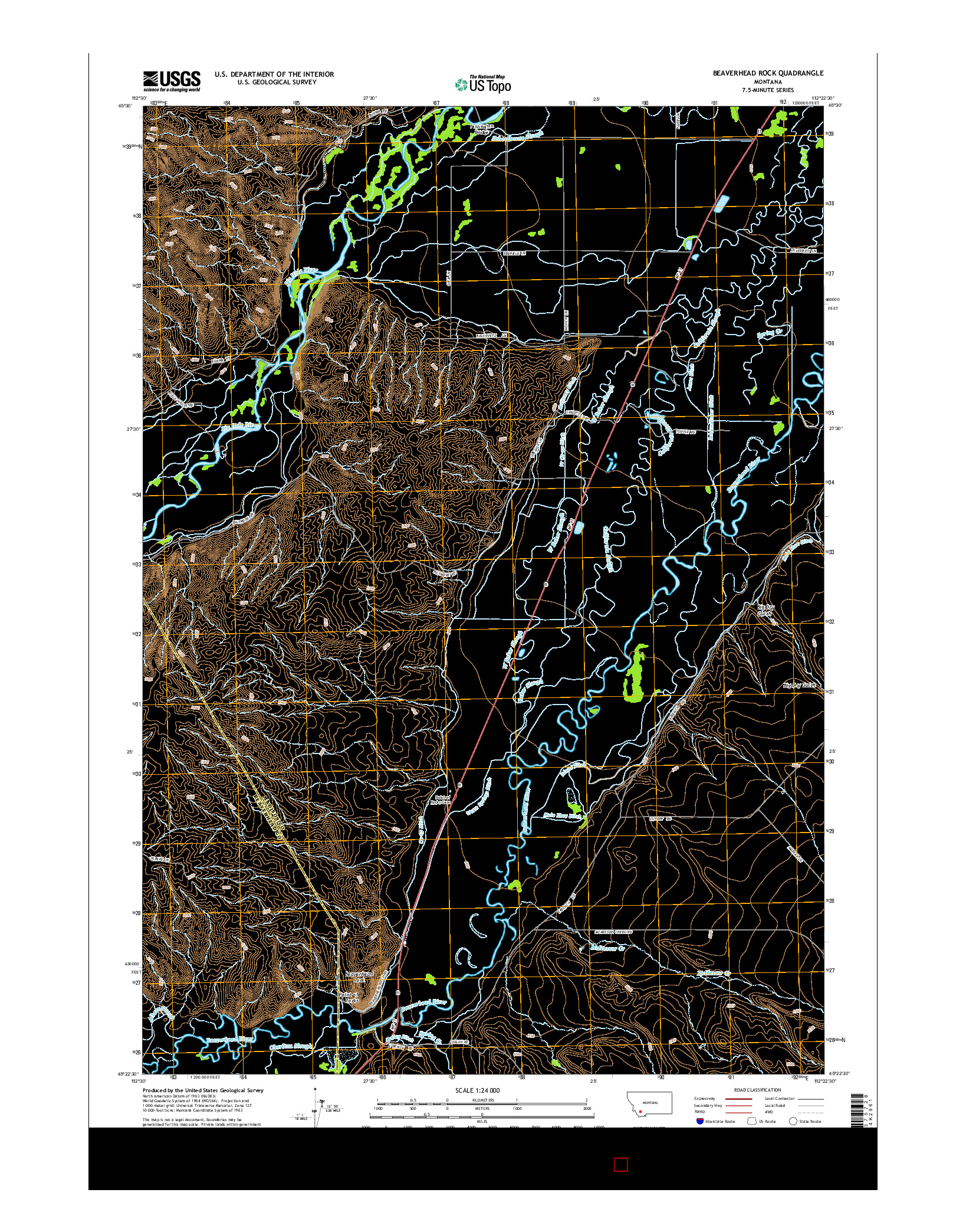 USGS US TOPO 7.5-MINUTE MAP FOR BEAVERHEAD ROCK, MT 2014