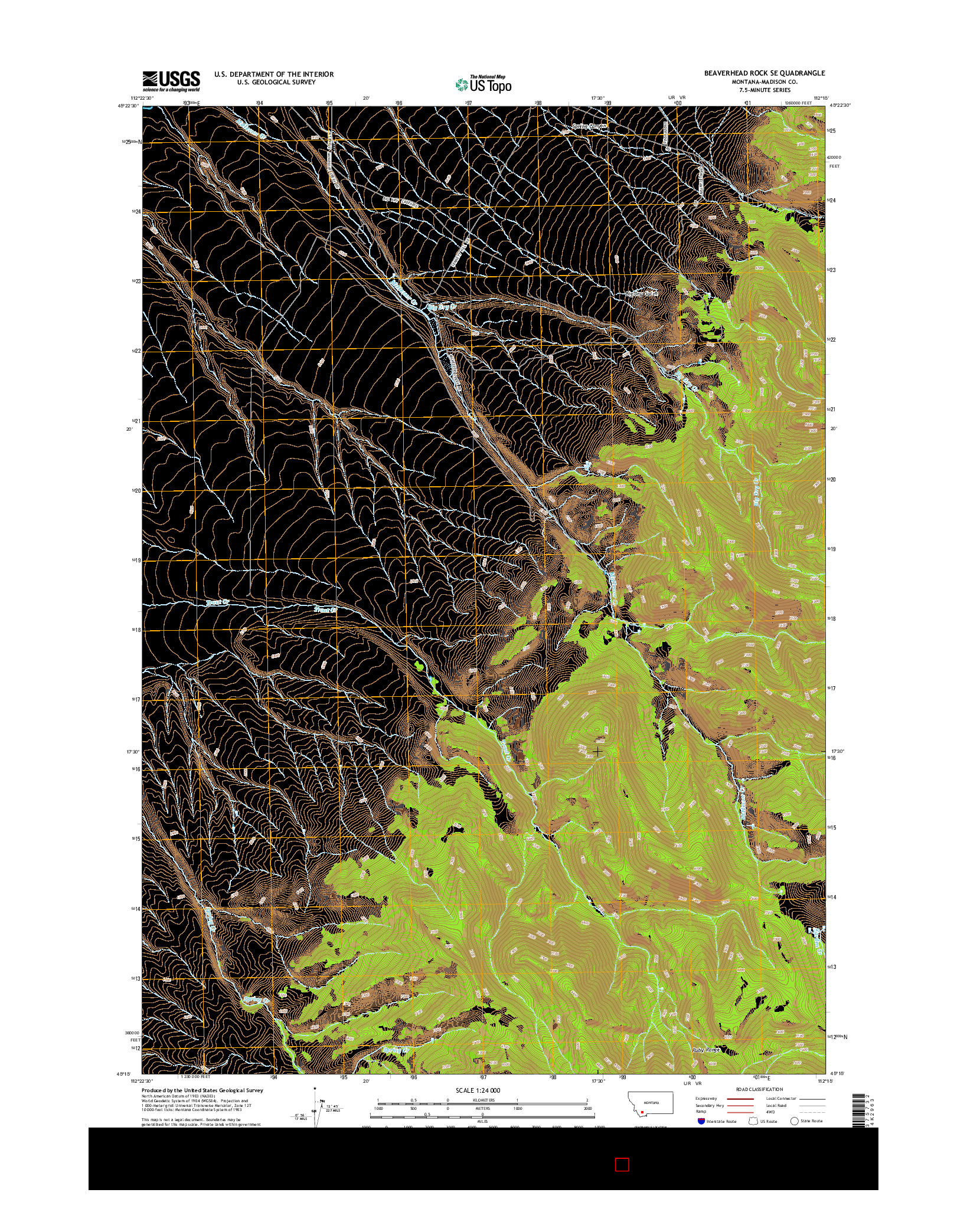 USGS US TOPO 7.5-MINUTE MAP FOR BEAVERHEAD ROCK SE, MT 2014