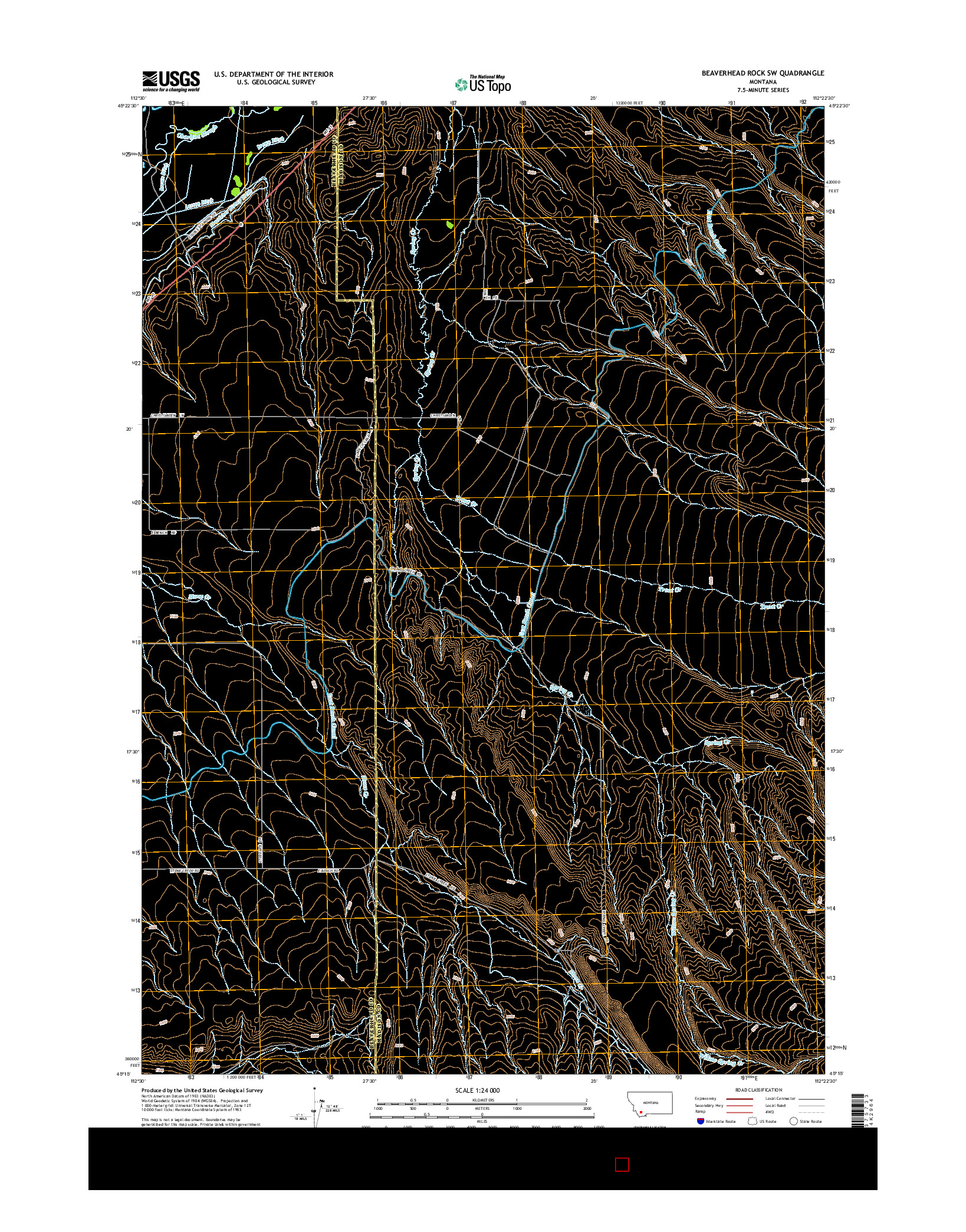 USGS US TOPO 7.5-MINUTE MAP FOR BEAVERHEAD ROCK SW, MT 2014