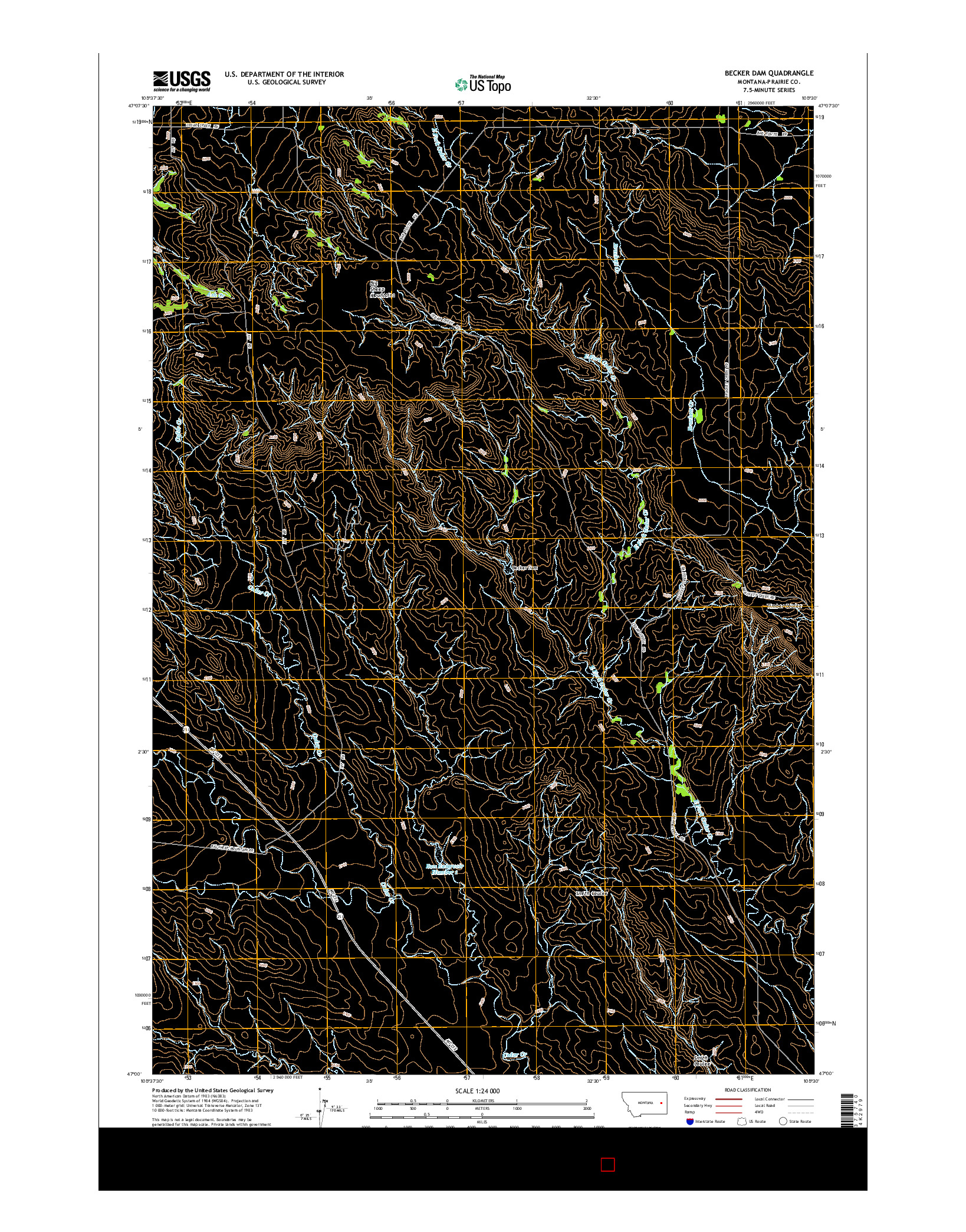 USGS US TOPO 7.5-MINUTE MAP FOR BECKER DAM, MT 2014