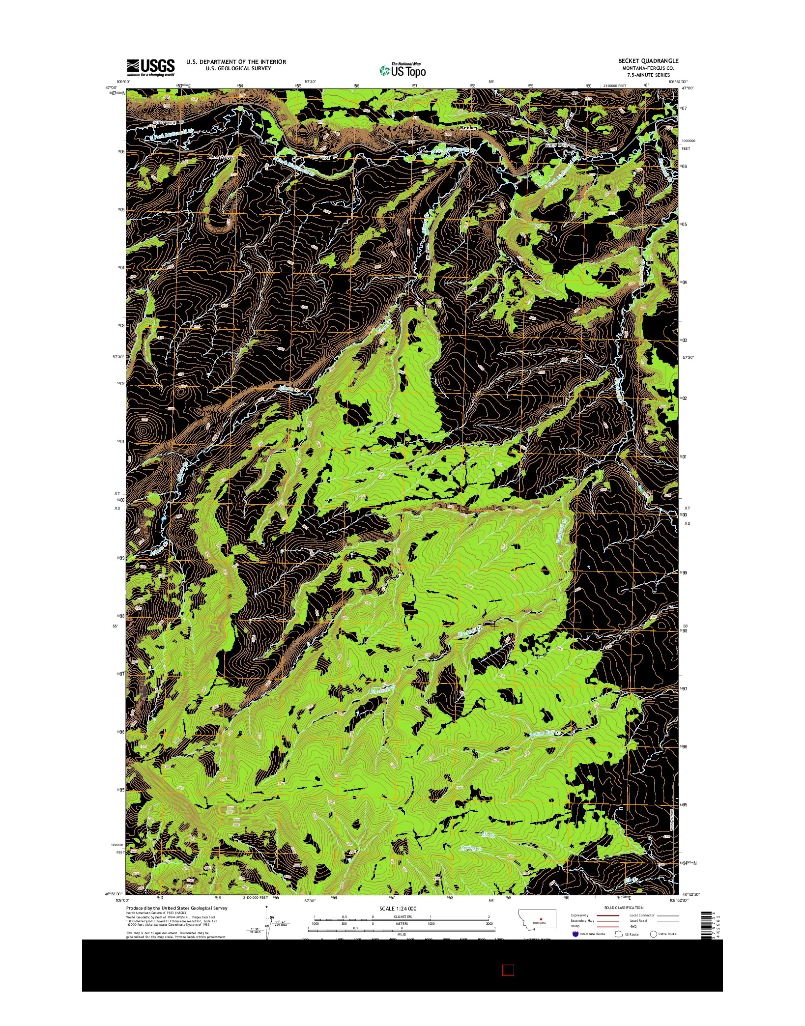 USGS US TOPO 7.5-MINUTE MAP FOR BECKET, MT 2014