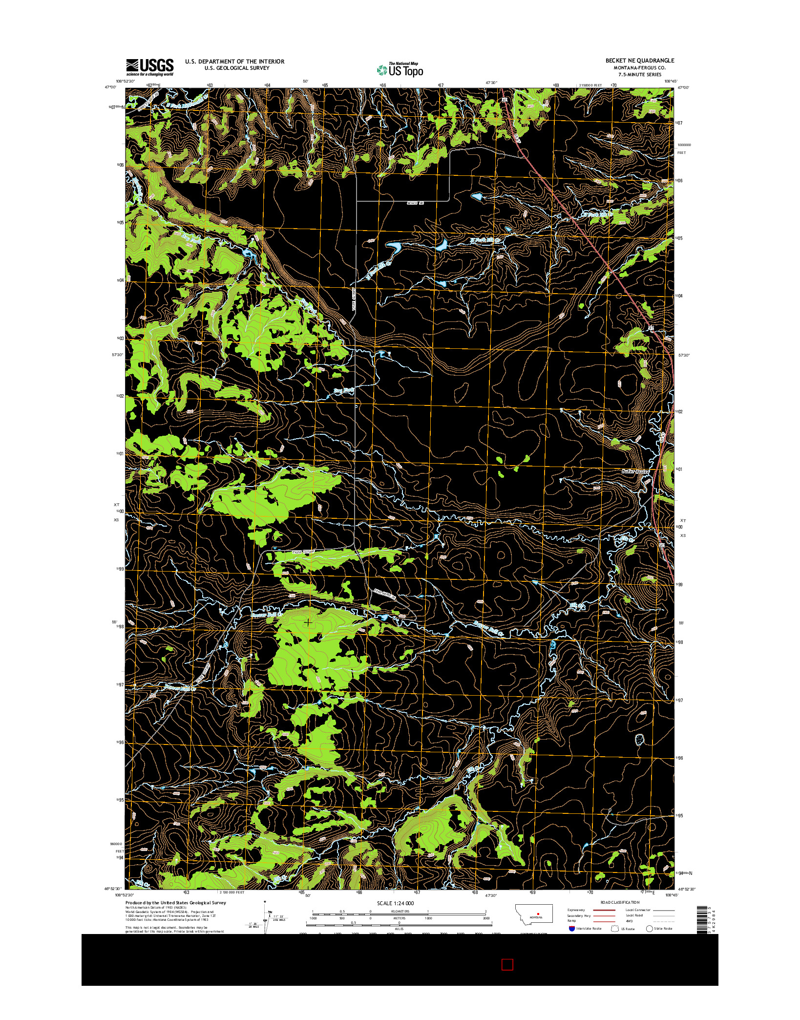 USGS US TOPO 7.5-MINUTE MAP FOR BECKET NE, MT 2014