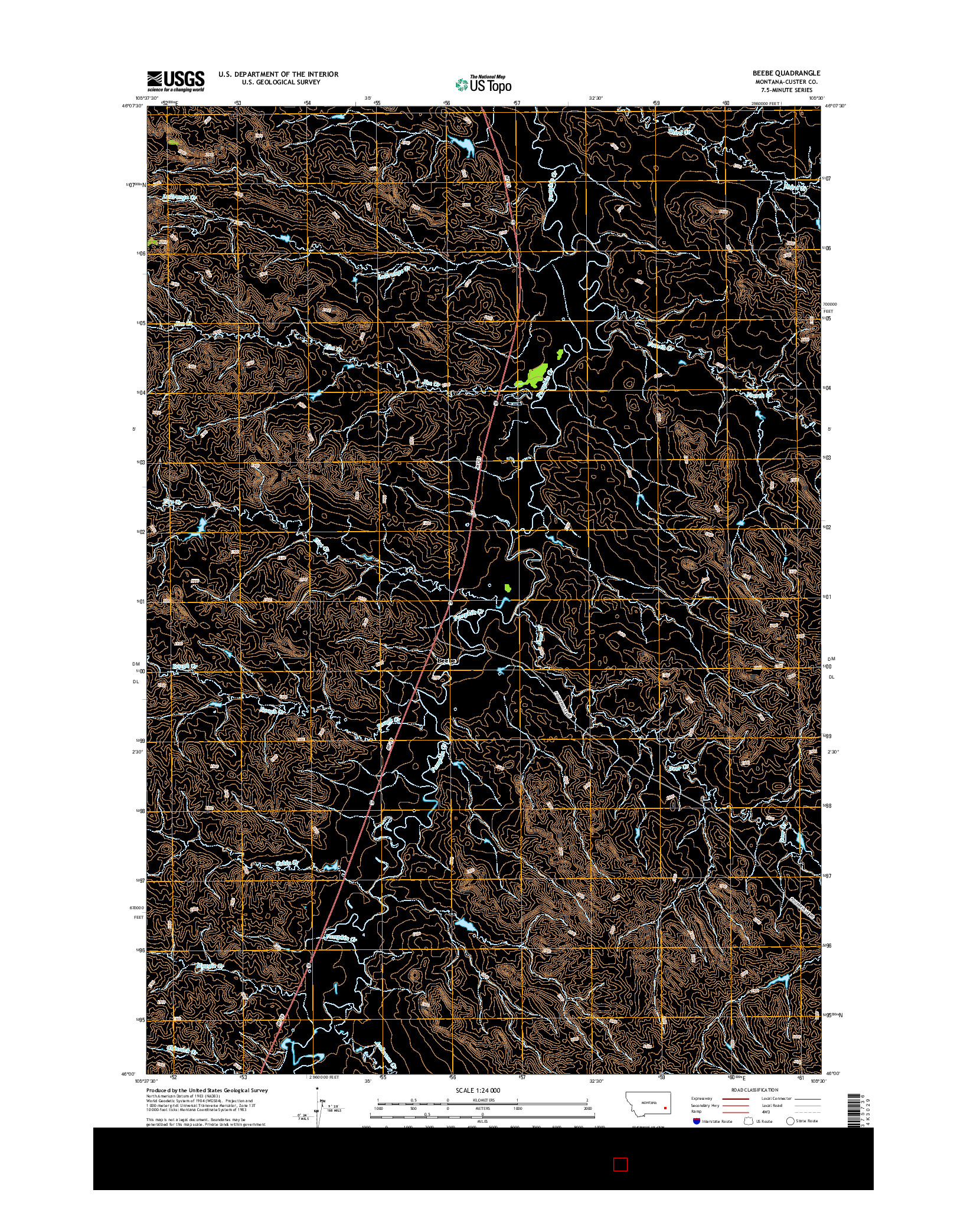 USGS US TOPO 7.5-MINUTE MAP FOR BEEBE, MT 2014