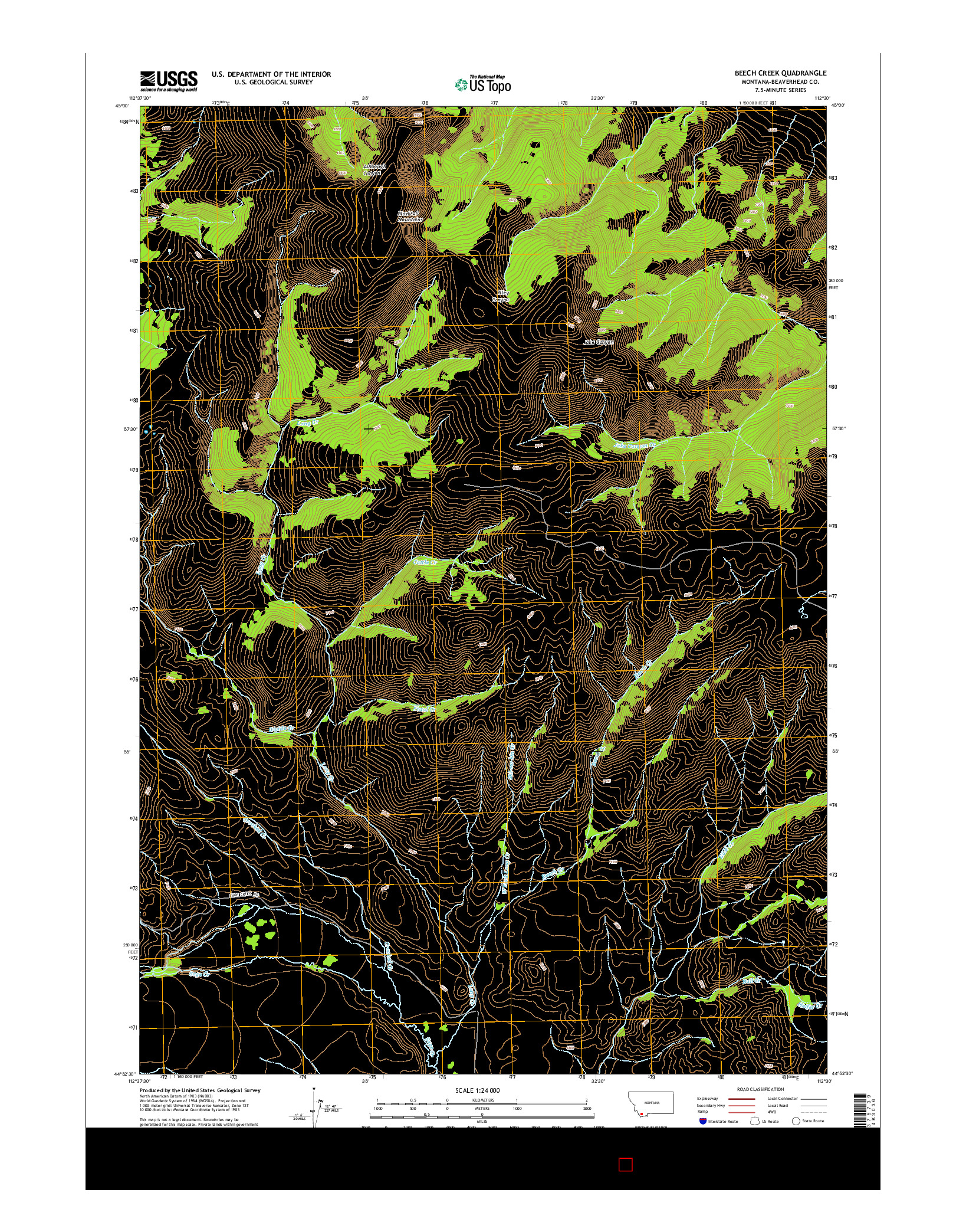 USGS US TOPO 7.5-MINUTE MAP FOR BEECH CREEK, MT 2014