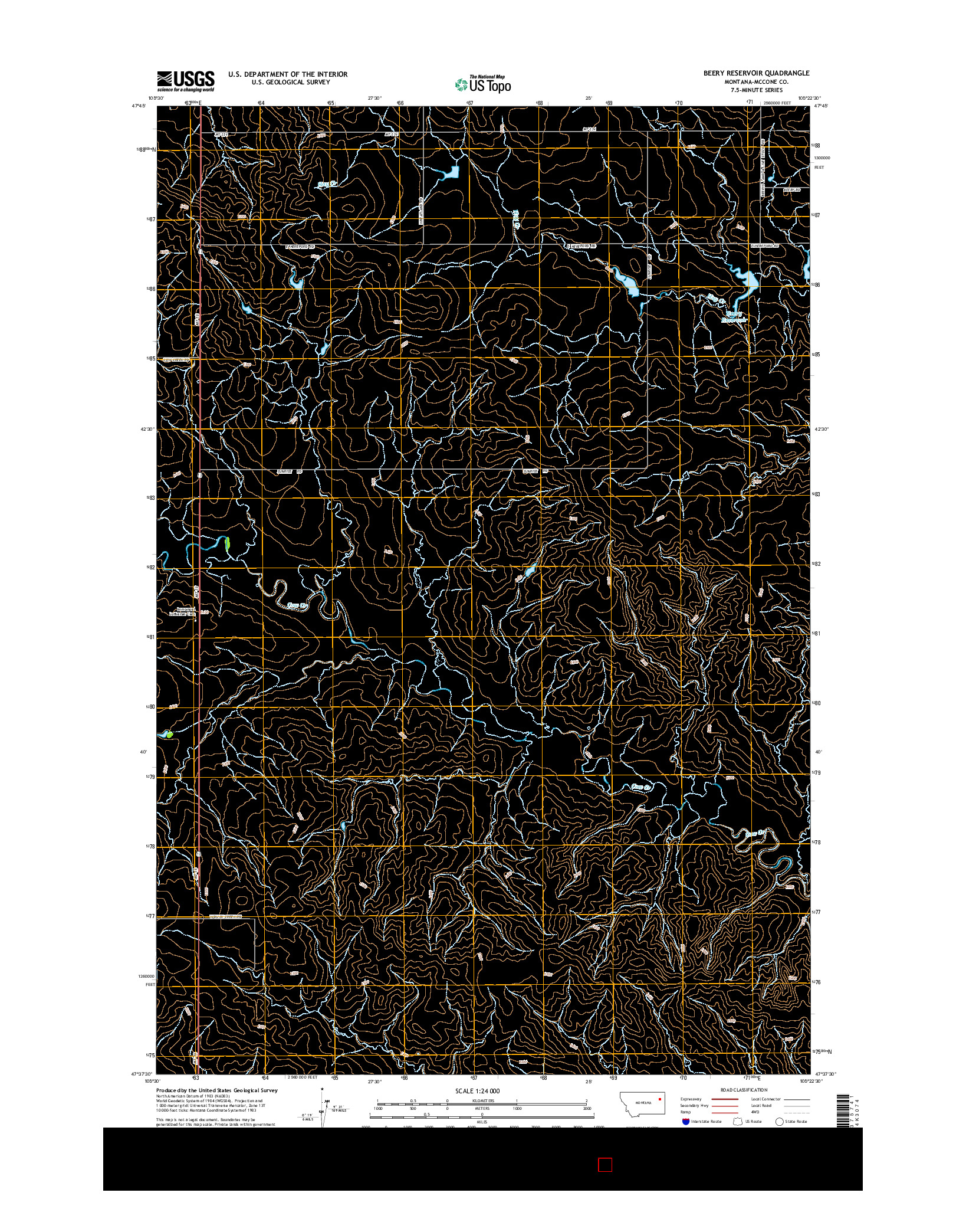 USGS US TOPO 7.5-MINUTE MAP FOR BEERY RESERVOIR, MT 2014