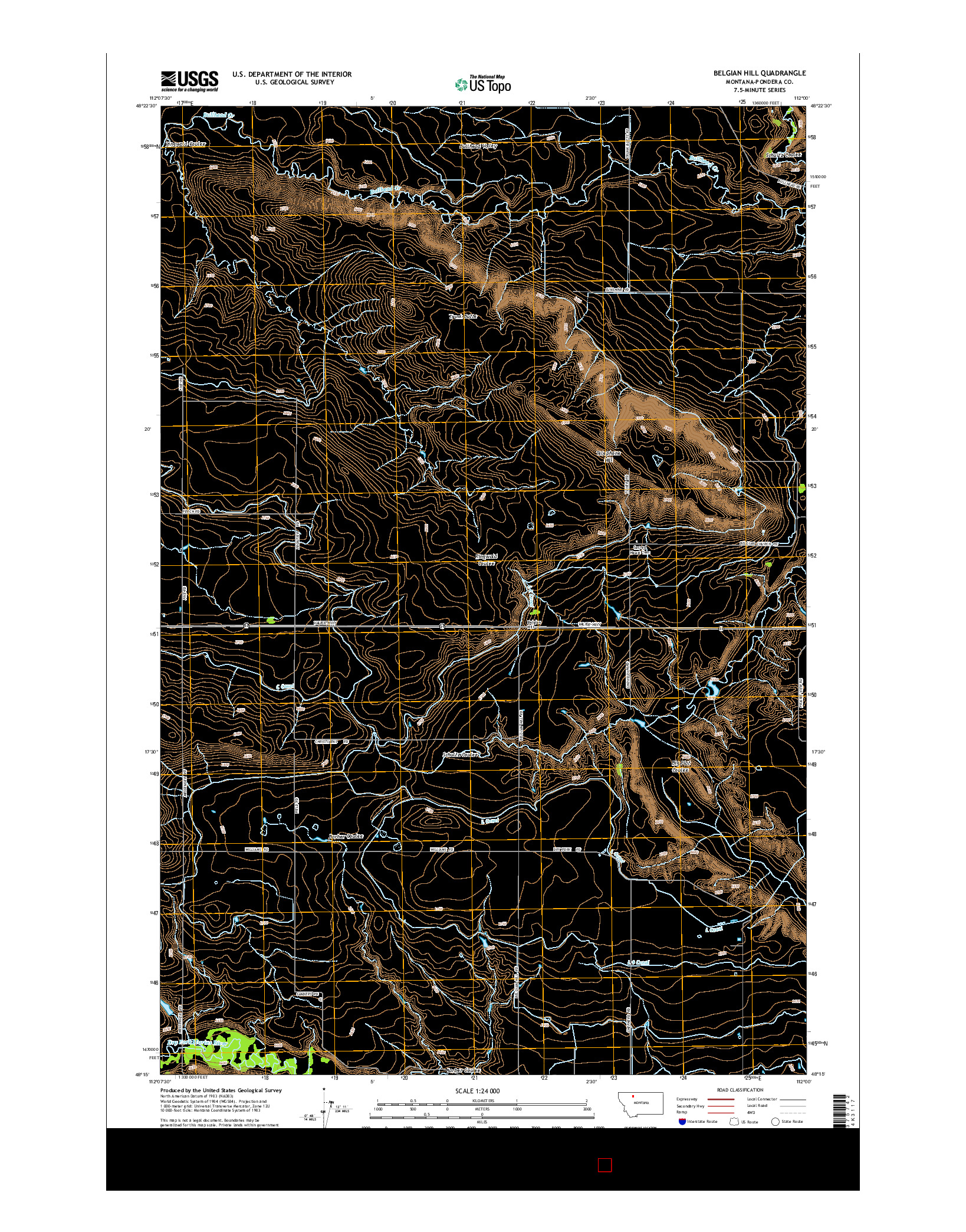 USGS US TOPO 7.5-MINUTE MAP FOR BELGIAN HILL, MT 2014