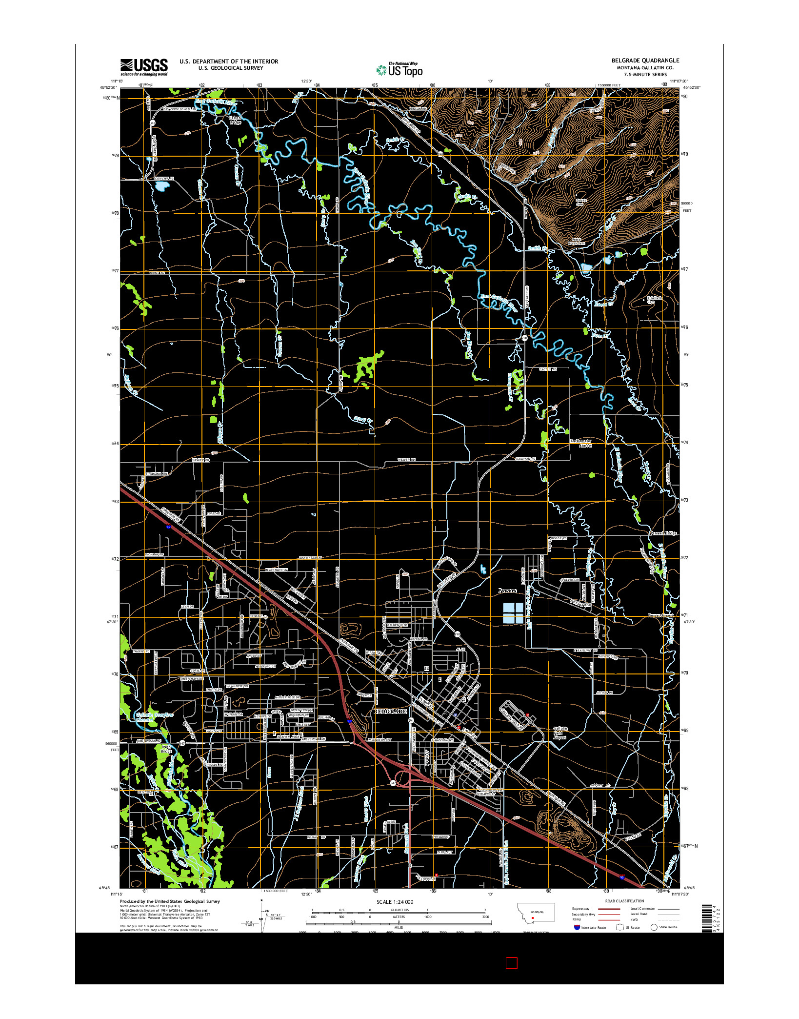 USGS US TOPO 7.5-MINUTE MAP FOR BELGRADE, MT 2014