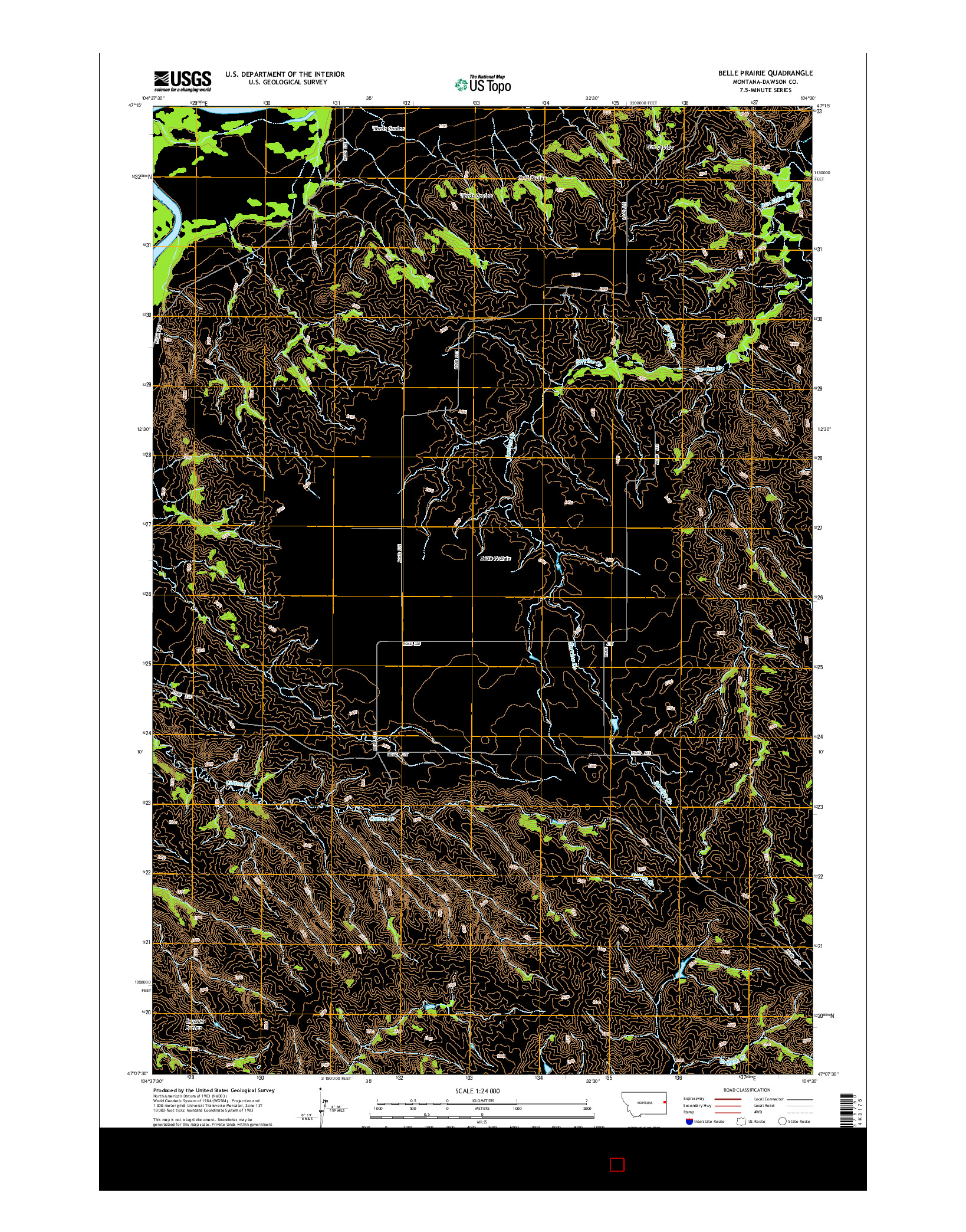 USGS US TOPO 7.5-MINUTE MAP FOR BELLE PRAIRIE, MT 2014