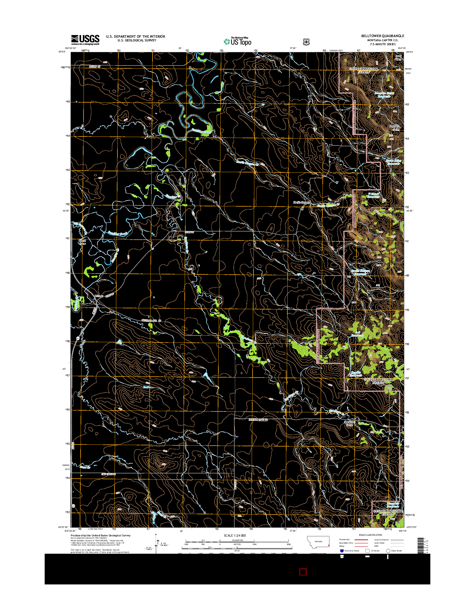 USGS US TOPO 7.5-MINUTE MAP FOR BELLTOWER, MT 2014