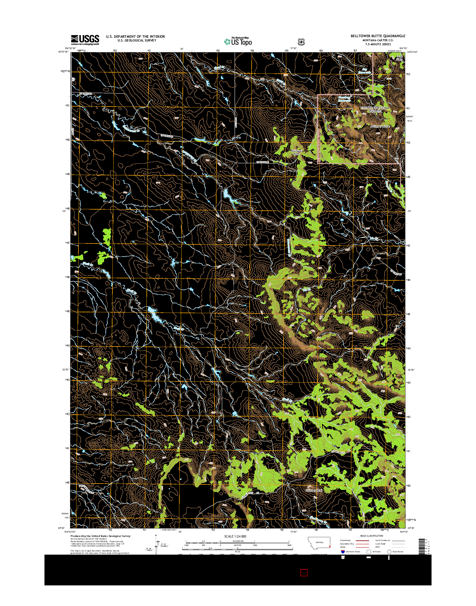 USGS US TOPO 7.5-MINUTE MAP FOR BELLTOWER BUTTE, MT 2014